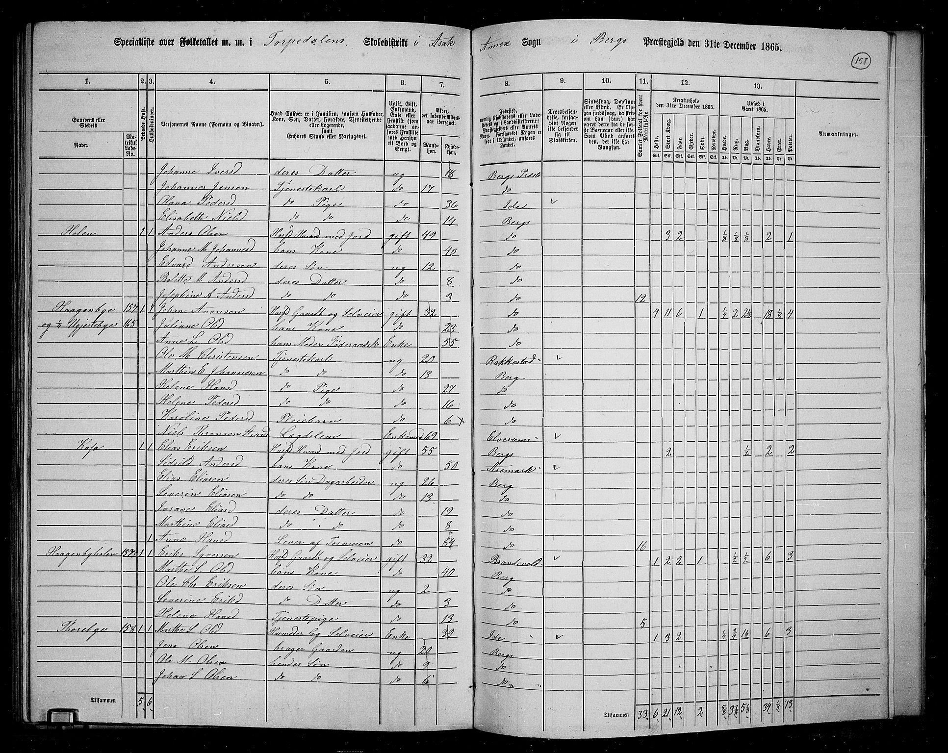 RA, 1865 census for Berg, 1865, p. 136