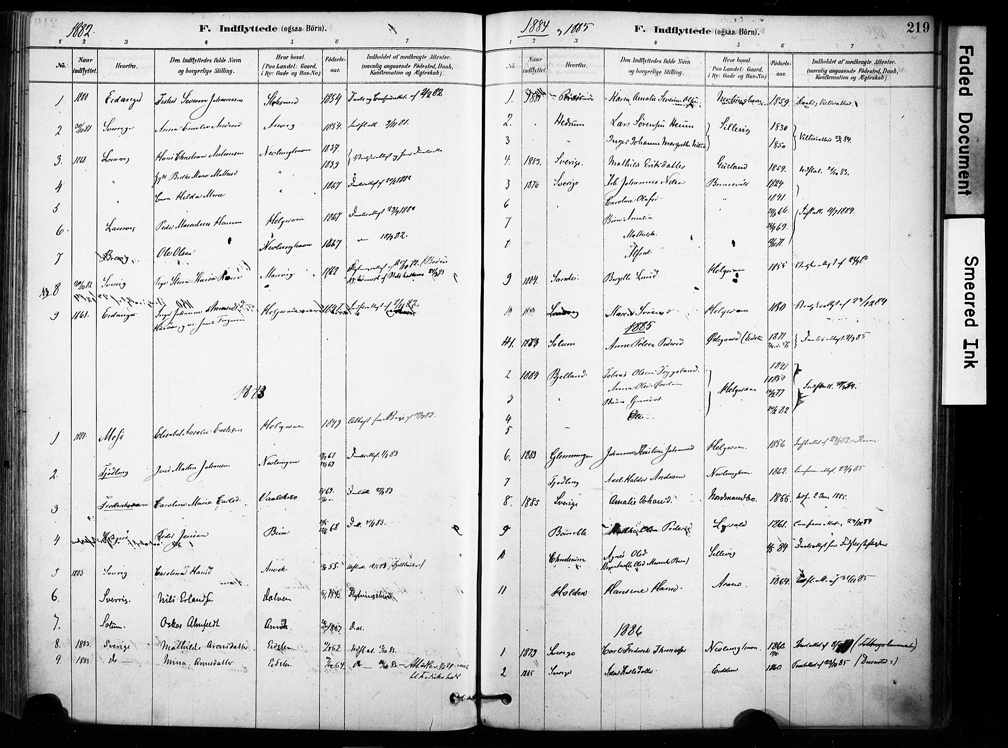 Brunlanes kirkebøker, AV/SAKO-A-342/F/Fb/L0001: Parish register (official) no. II 1, 1878-1899, p. 219