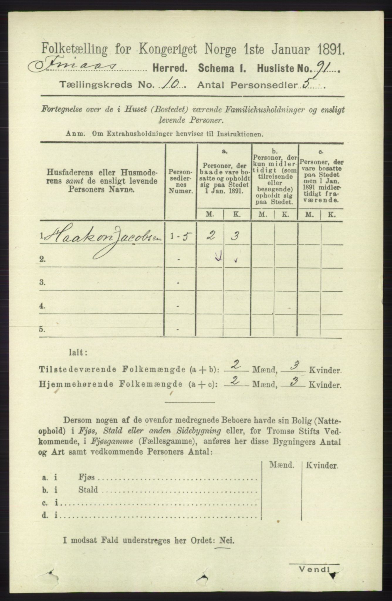 RA, 1891 census for 1218 Finnås, 1891, p. 4512