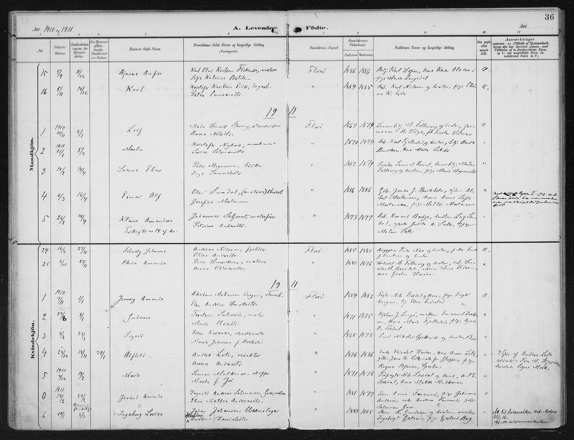 Kinn sokneprestembete, SAB/A-80801/H/Haa/Haac/L0002: Parish register (official) no. C 2, 1895-1916, p. 36