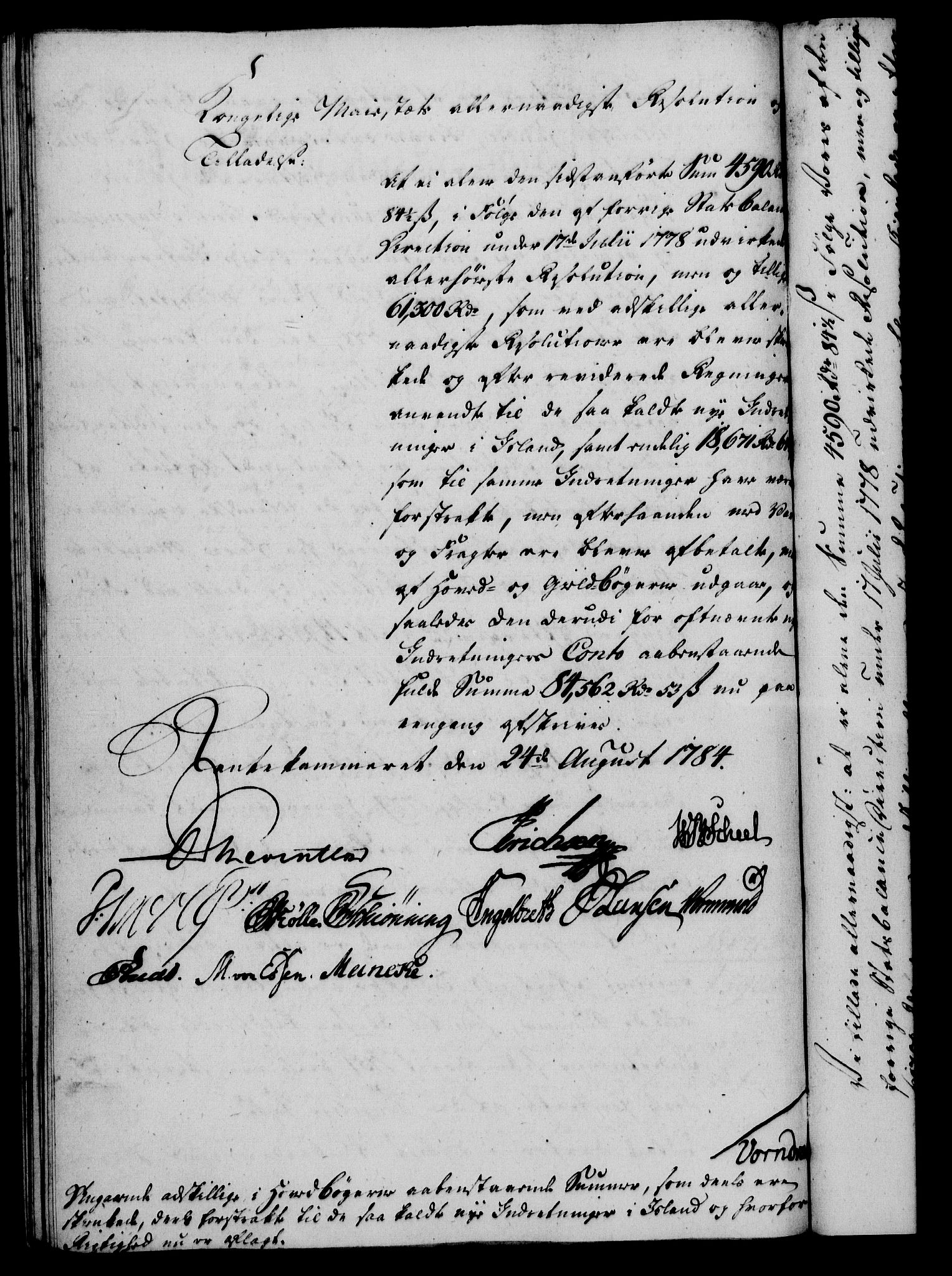 Rentekammeret, Kammerkanselliet, AV/RA-EA-3111/G/Gf/Gfa/L0066: Norsk relasjons- og resolusjonsprotokoll (merket RK 52.66), 1784, p. 537