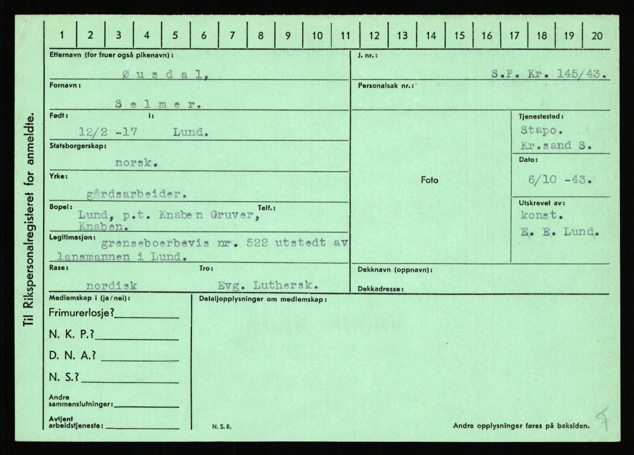 Statspolitiet - Hovedkontoret / Osloavdelingen, AV/RA-S-1329/C/Ca/L0016: Uberg - Øystese, 1943-1945, p. 4026