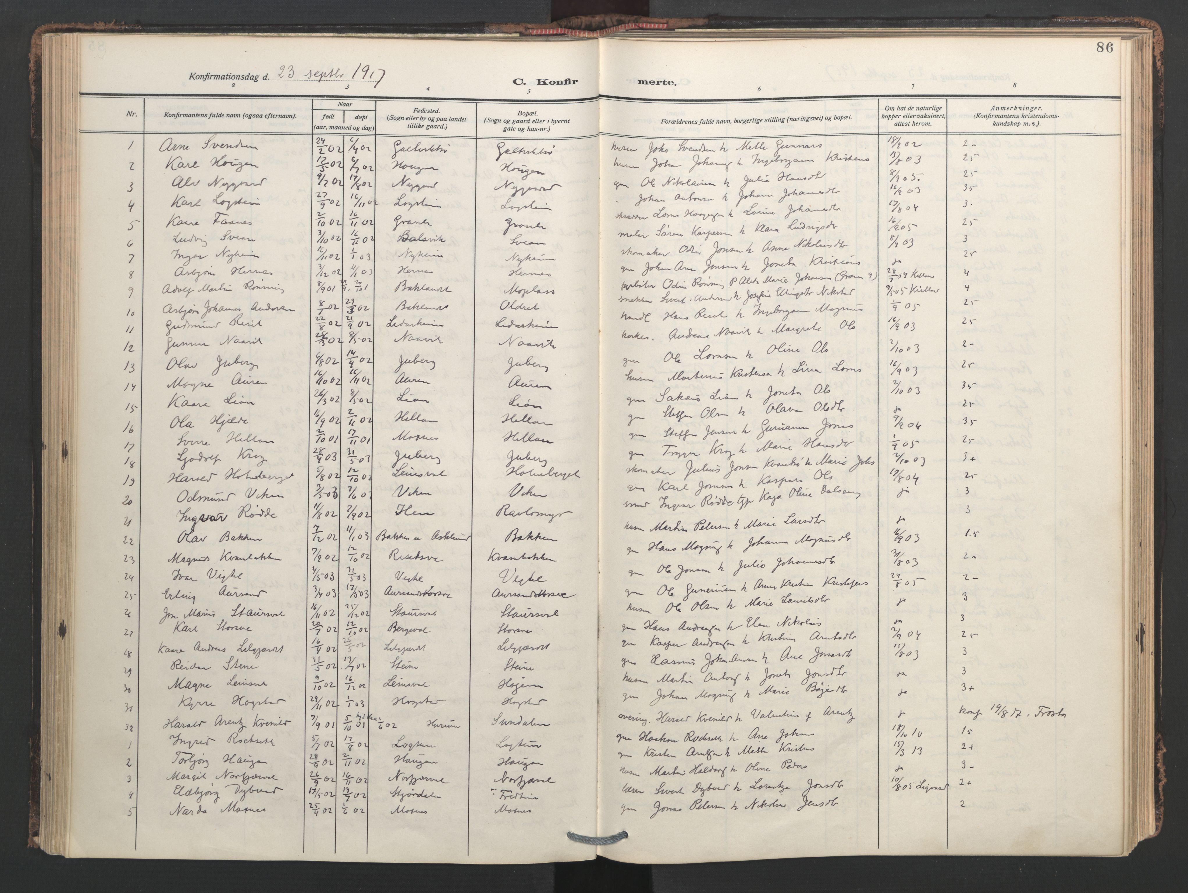 Ministerialprotokoller, klokkerbøker og fødselsregistre - Nord-Trøndelag, SAT/A-1458/713/L0123: Parish register (official) no. 713A12, 1911-1925, p. 86
