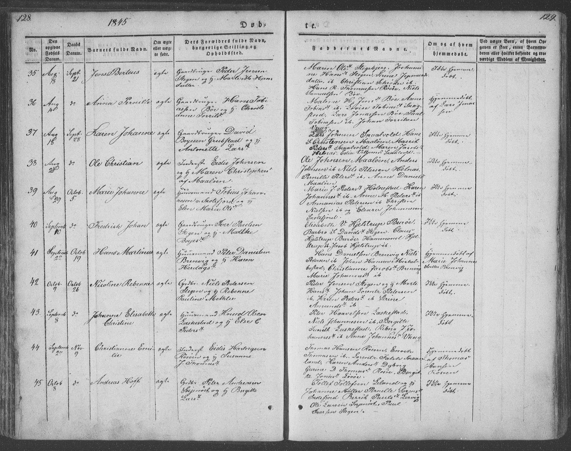 Ministerialprotokoller, klokkerbøker og fødselsregistre - Nordland, AV/SAT-A-1459/855/L0799: Parish register (official) no. 855A07, 1834-1852, p. 128-129