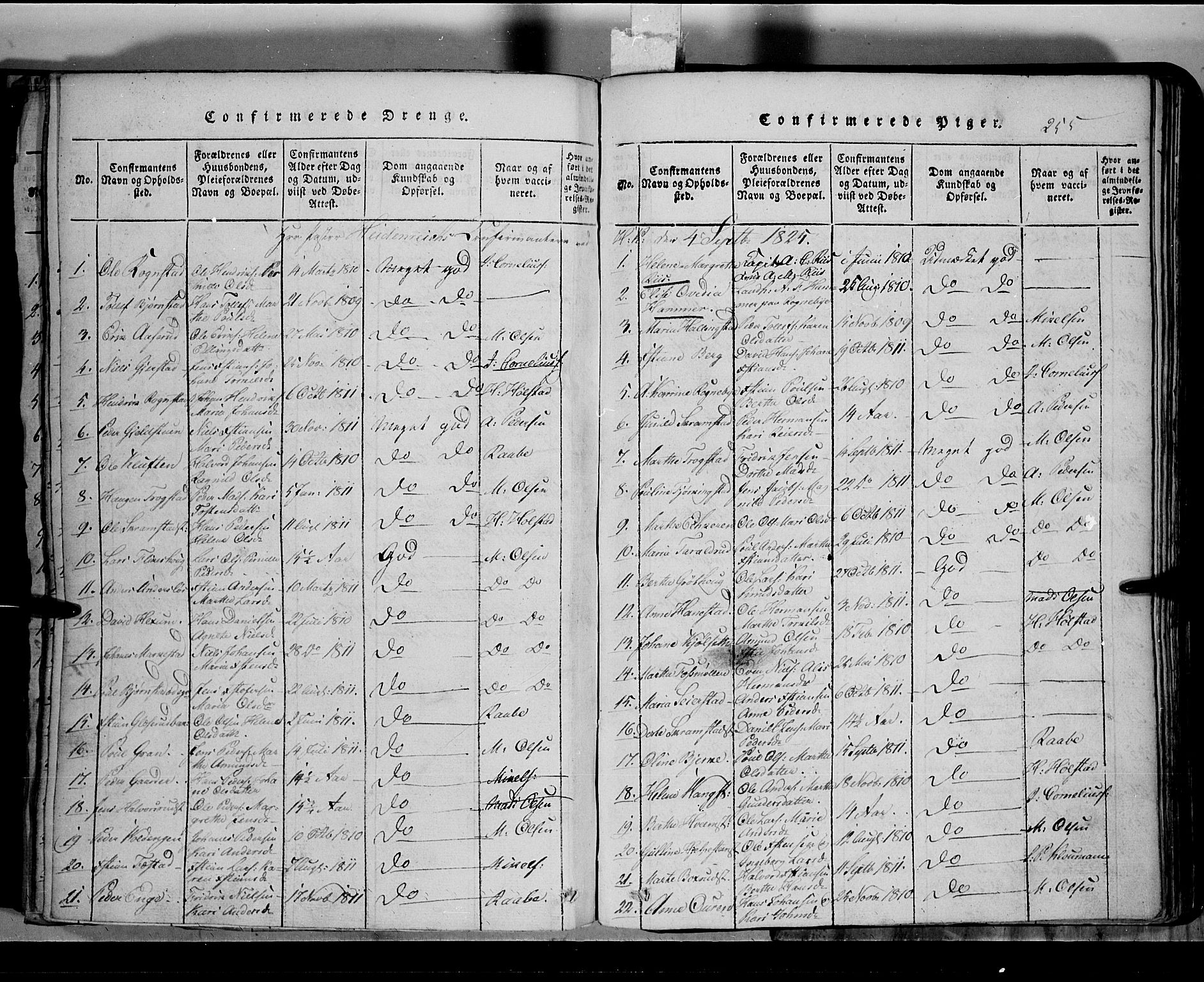 Toten prestekontor, SAH/PREST-102/H/Ha/Hab/L0002: Parish register (copy) no. 2, 1820-1827, p. 255