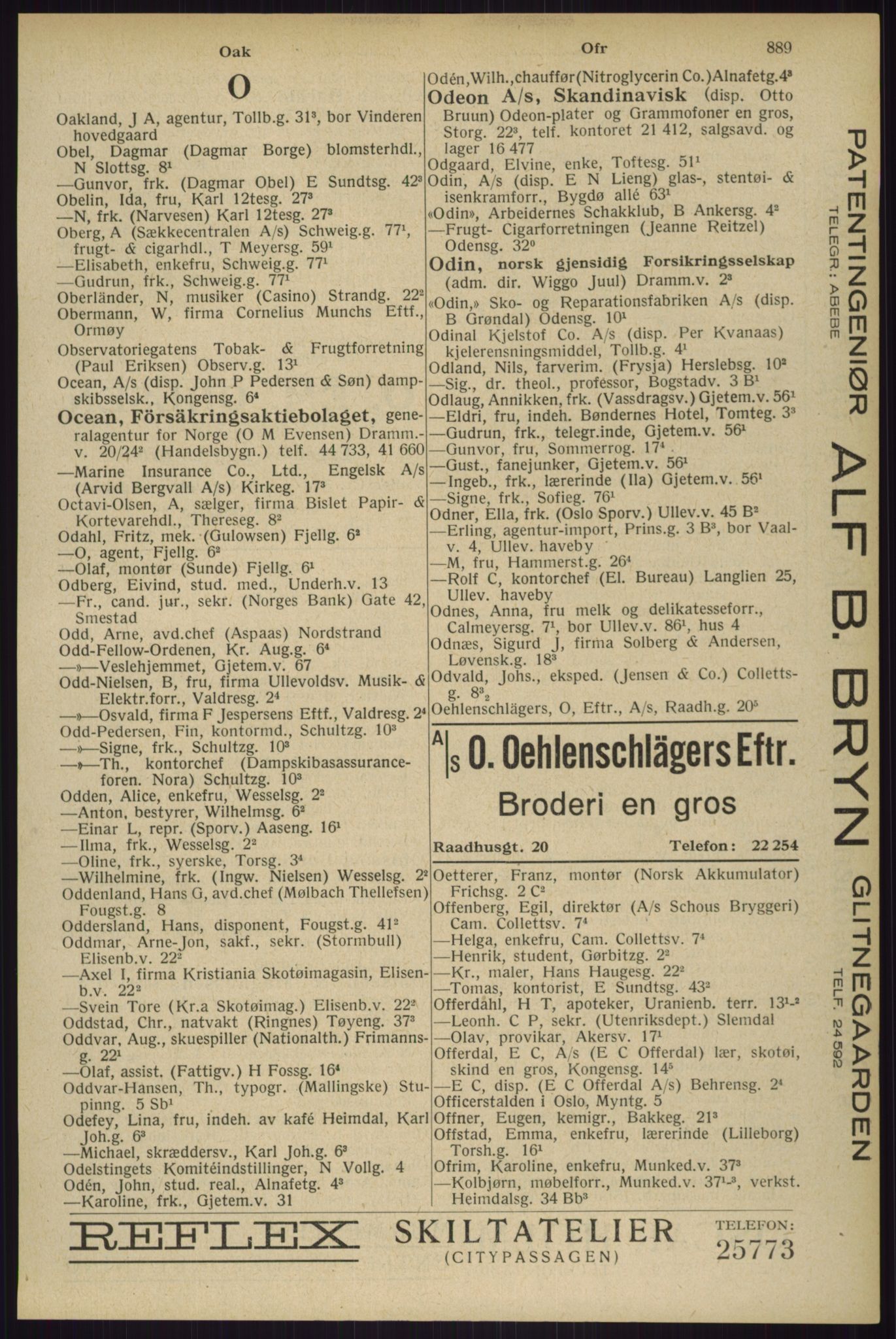 Kristiania/Oslo adressebok, PUBL/-, 1929, p. 889
