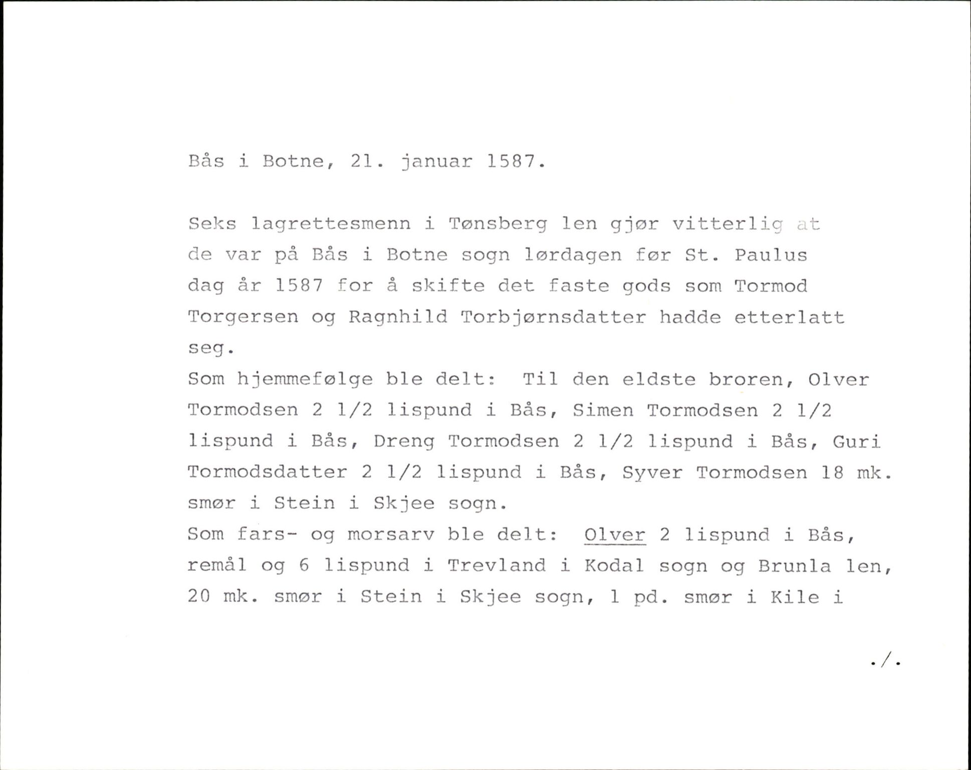 Riksarkivets diplomsamling, AV/RA-EA-5965/F35/F35k/L0002: Regestsedler: Prestearkiver fra Hedmark, Oppland, Buskerud og Vestfold, p. 729