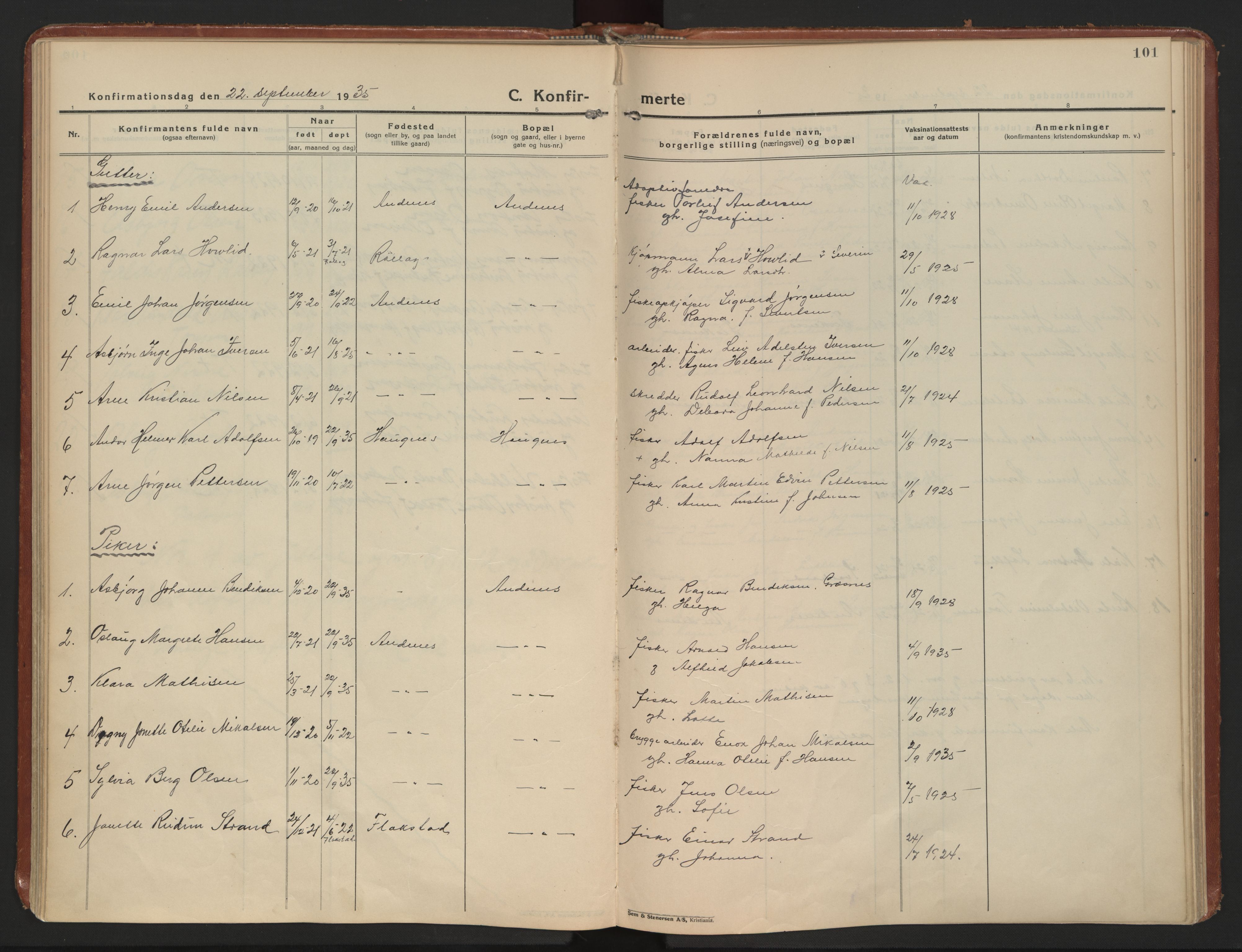 Ministerialprotokoller, klokkerbøker og fødselsregistre - Nordland, SAT/A-1459/899/L1441: Parish register (official) no. 899A09, 1923-1939, p. 101