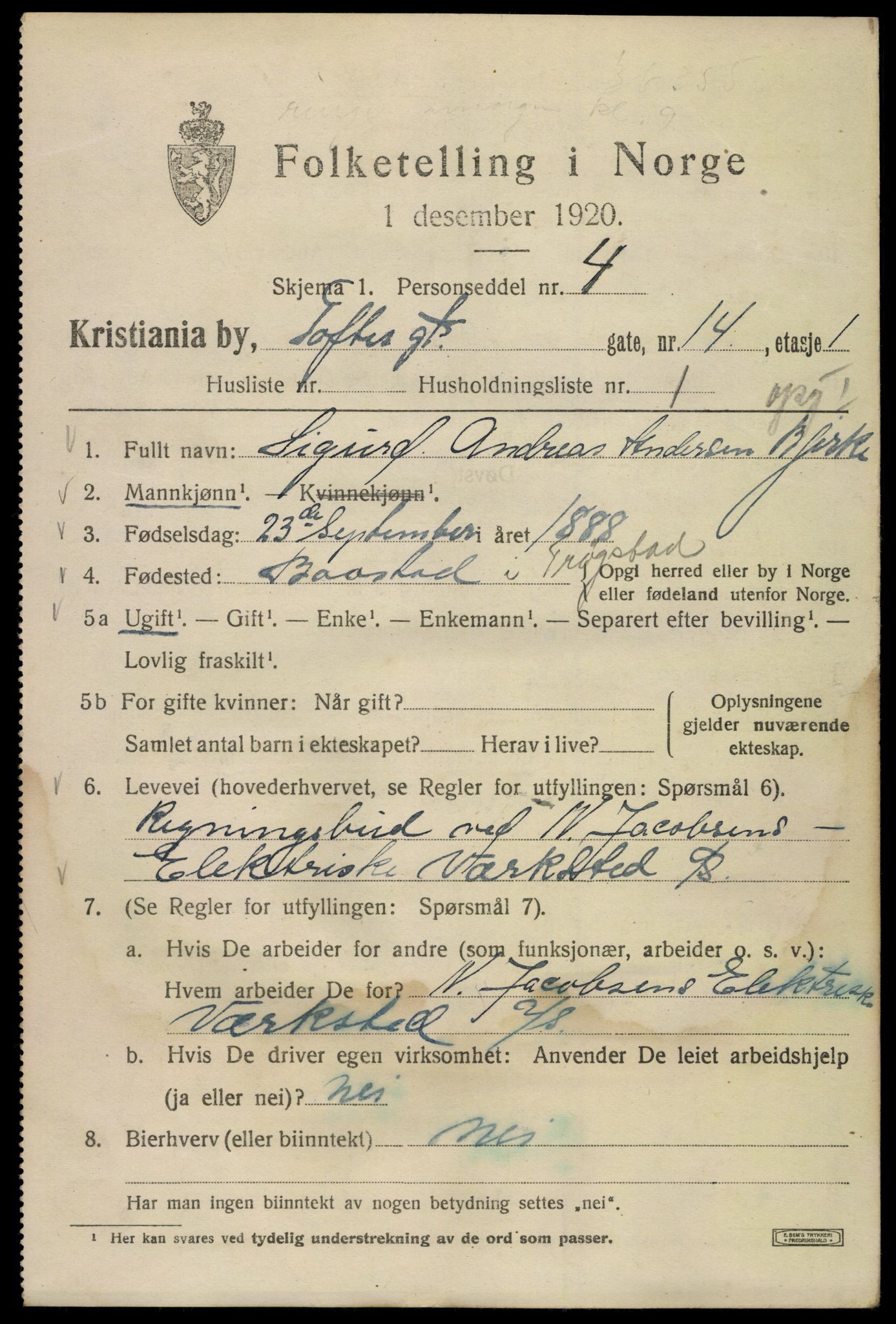 SAO, 1920 census for Kristiania, 1920, p. 582081