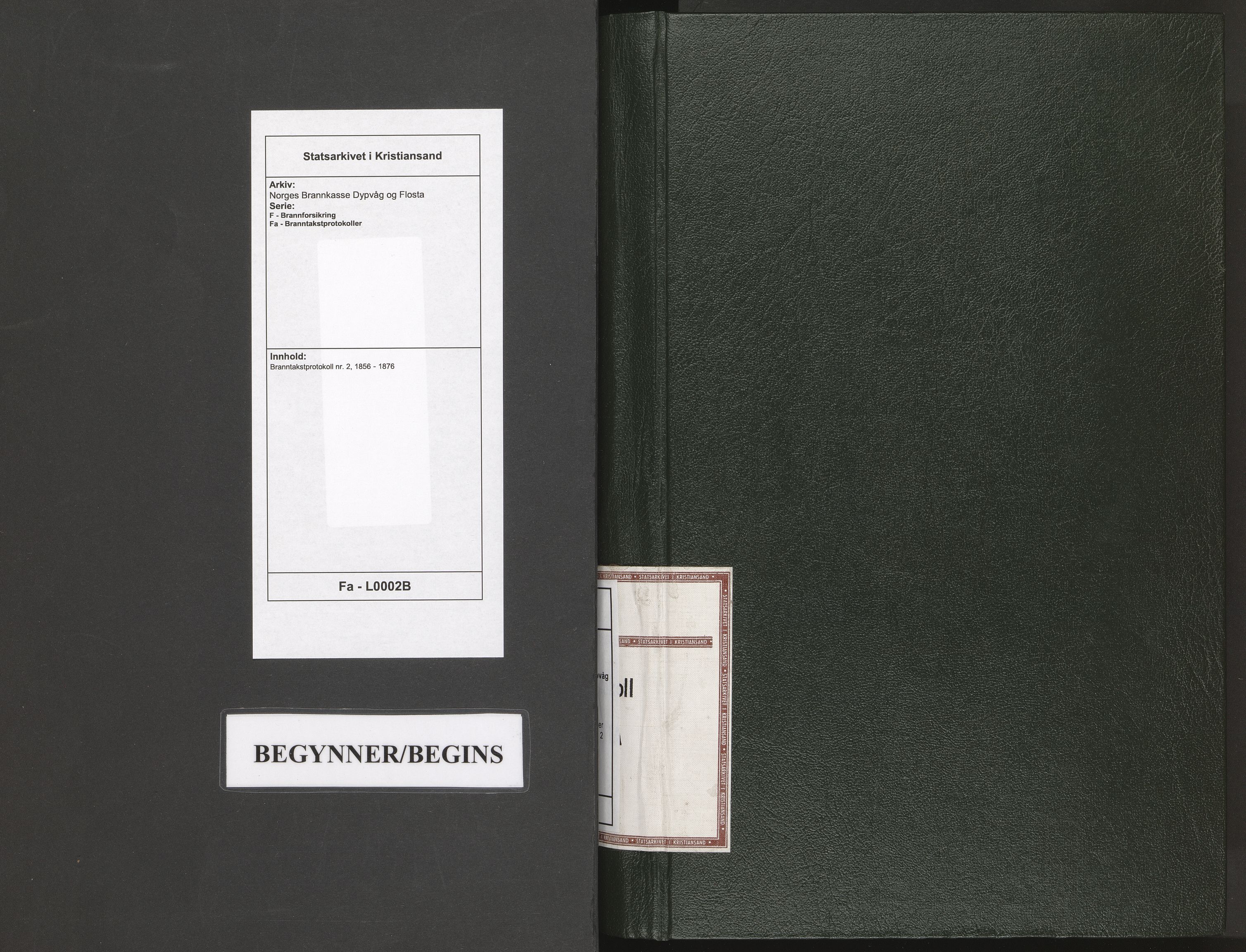 Norges Brannkasse Dypvåg og Flosta, AV/SAK-2241-0008/F/Fa/L0002B: Branntakstprotokoll nr. 2, 1856-1876