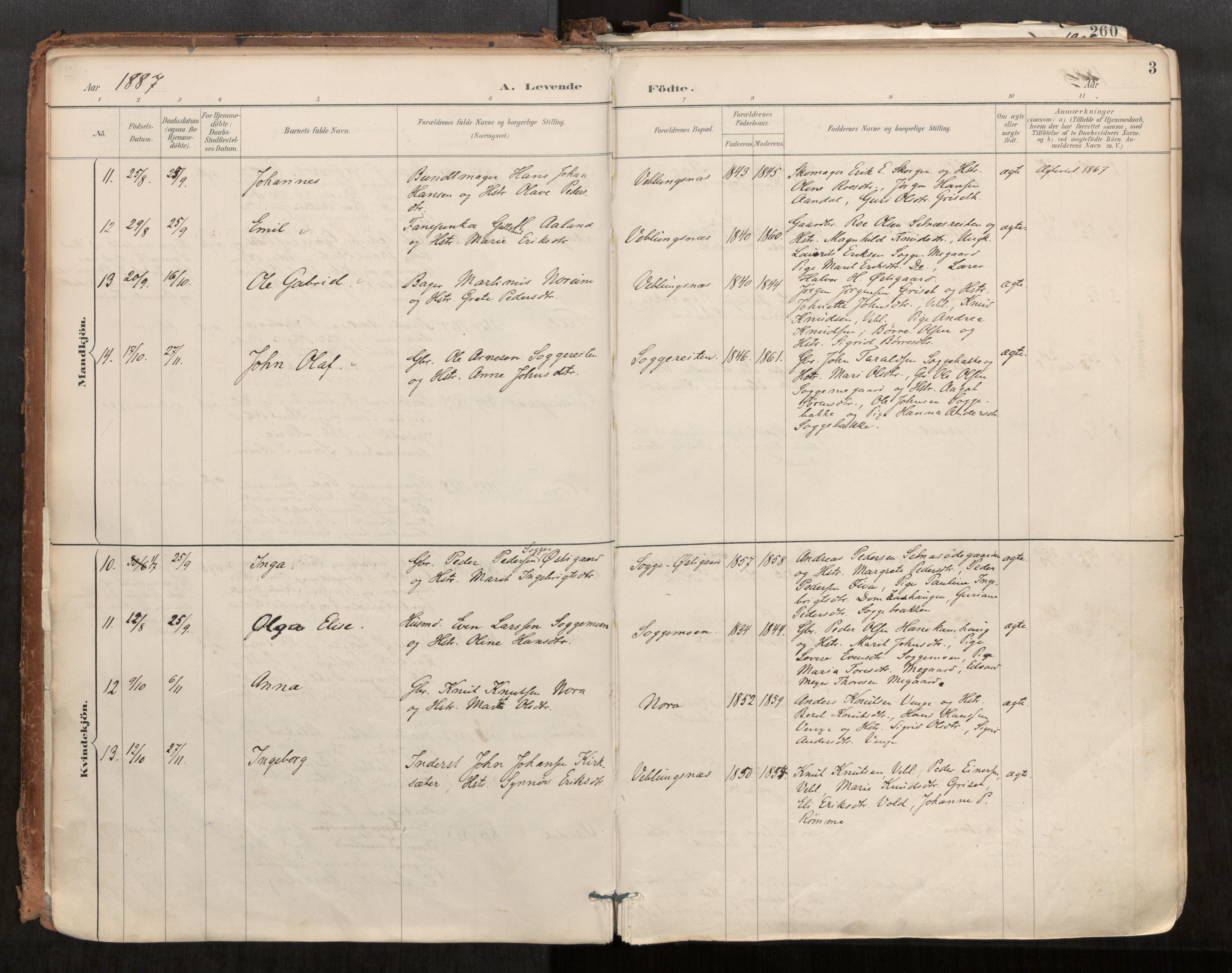 Ministerialprotokoller, klokkerbøker og fødselsregistre - Møre og Romsdal, AV/SAT-A-1454/544/L0585: Parish register (official) no. 544A06, 1887-1924, p. 3