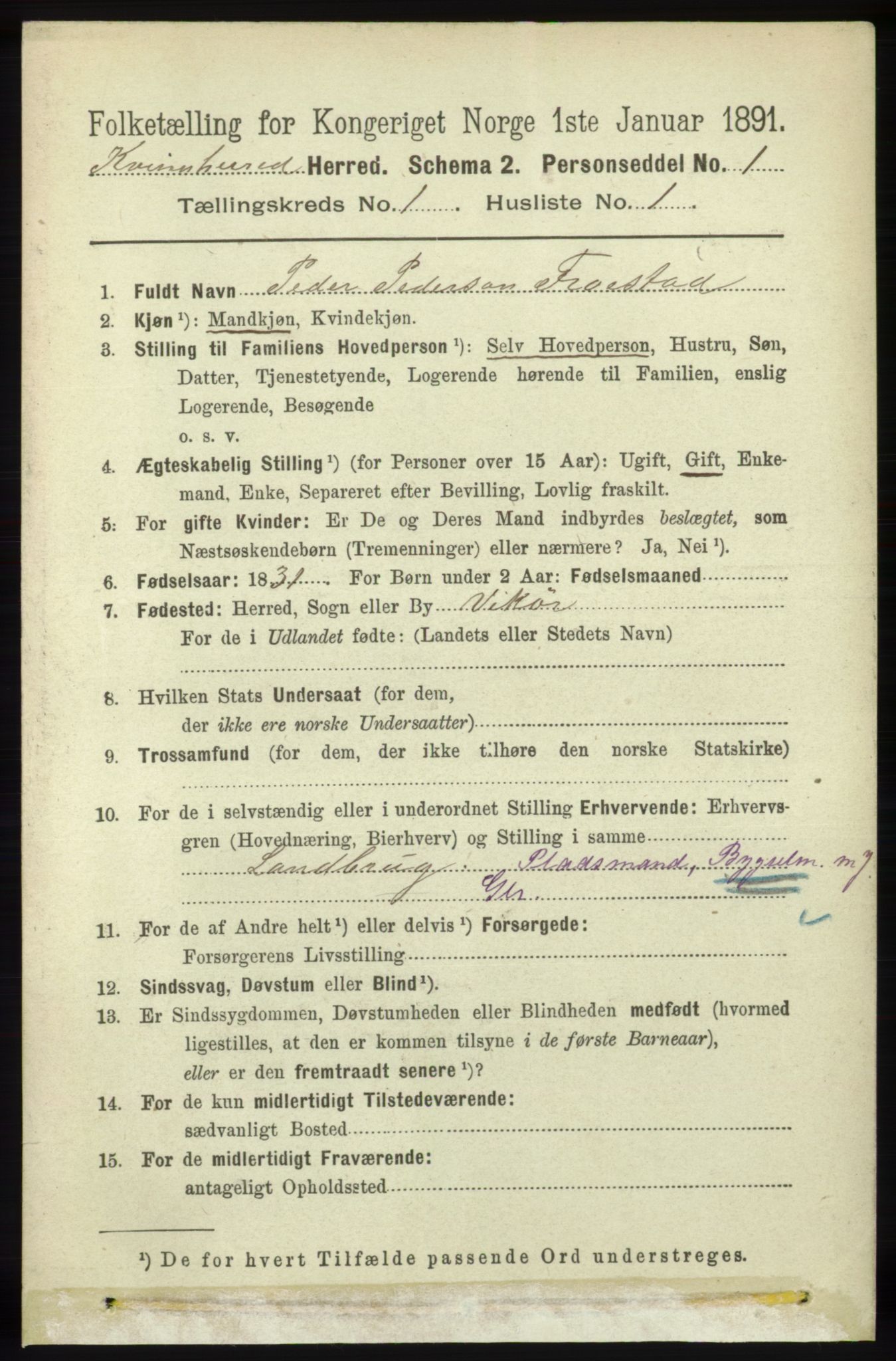 RA, 1891 census for 1224 Kvinnherad, 1891, p. 120