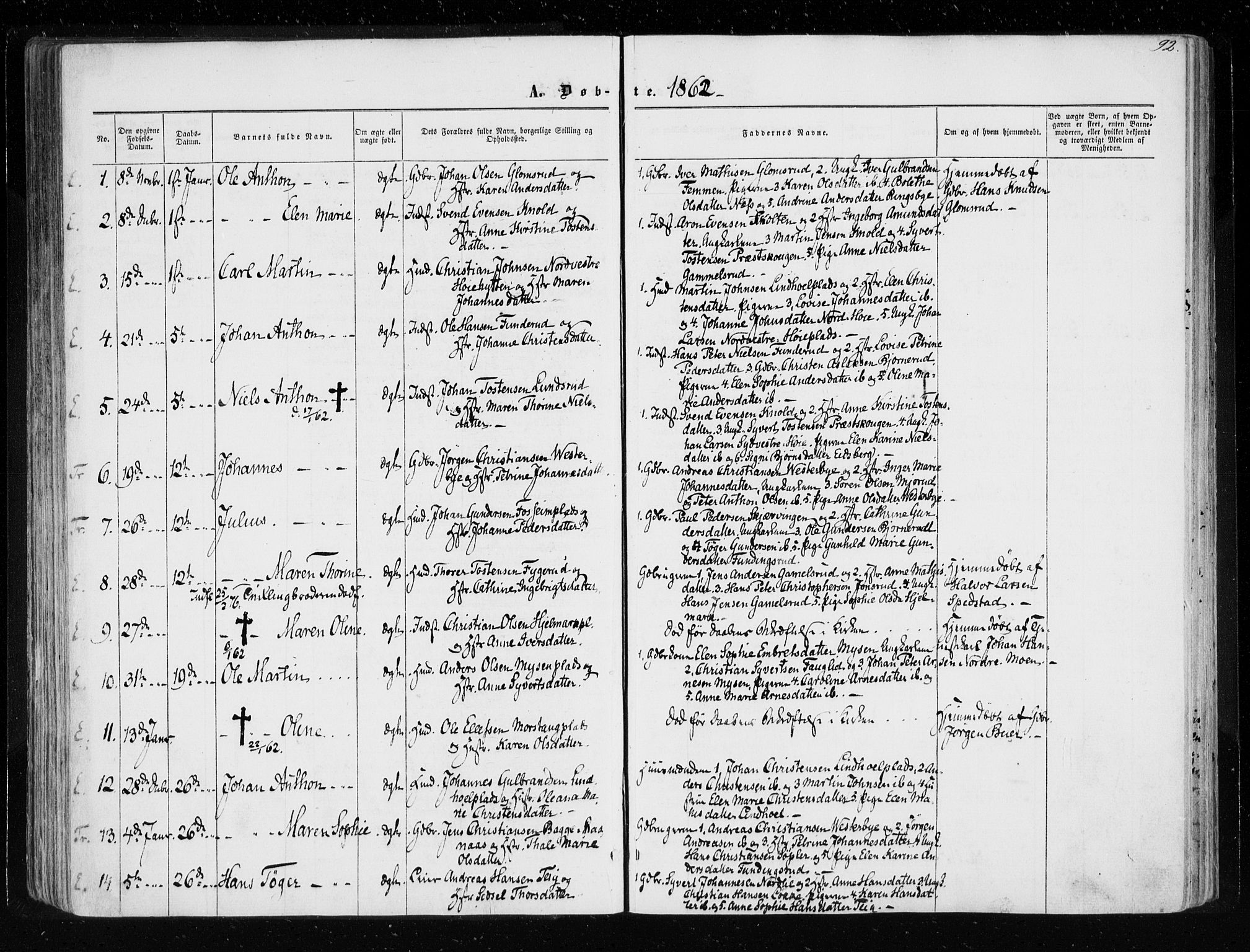 Eidsberg prestekontor Kirkebøker, AV/SAO-A-10905/F/Fa/L0010.a: Parish register (official) no. I 10A, 1857-1866, p. 92