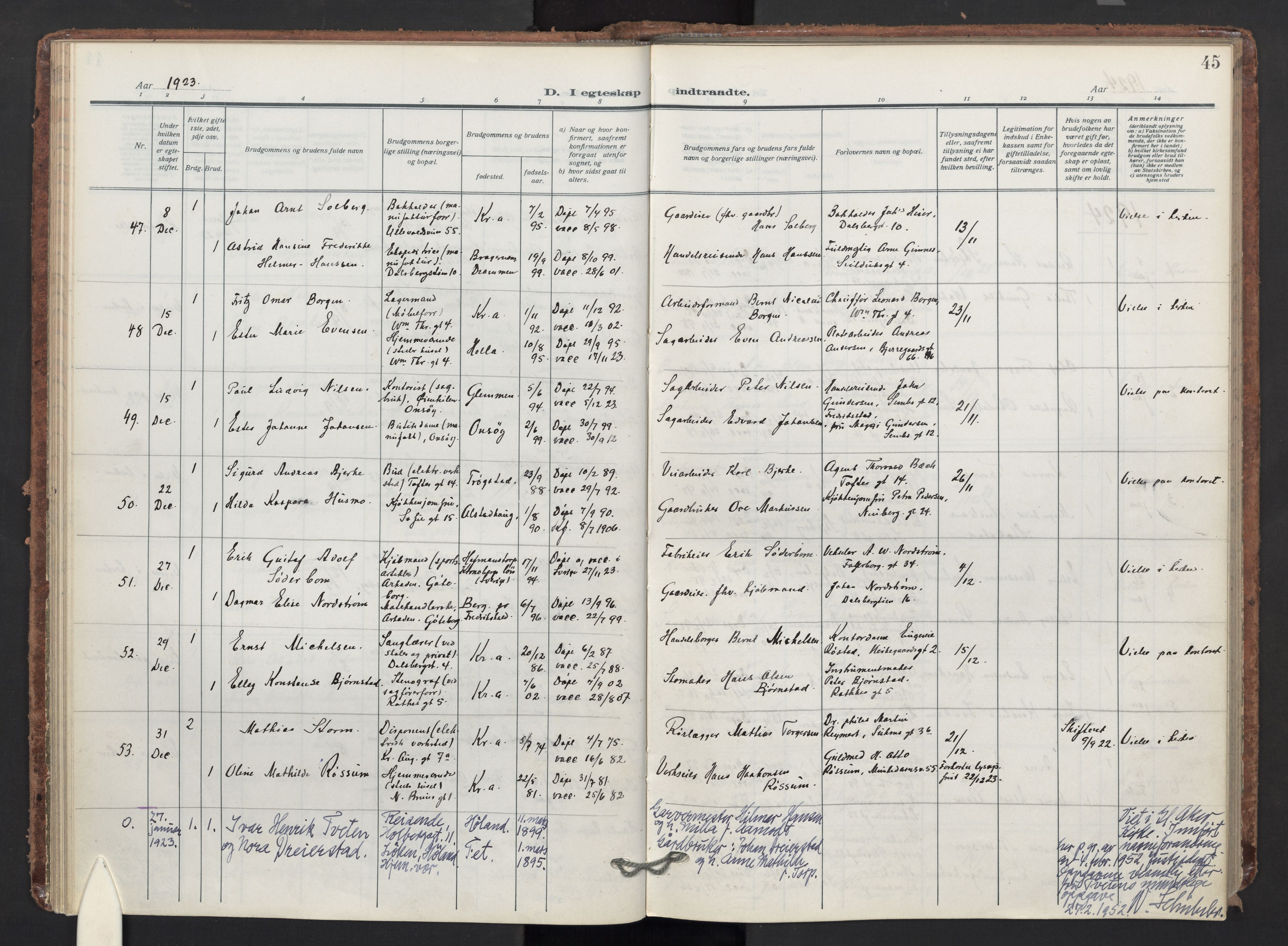 Markus prestekontor Kirkebøker, AV/SAO-A-10830/F/L0003: Parish register (official) no. 3, 1917-1942, p. 45