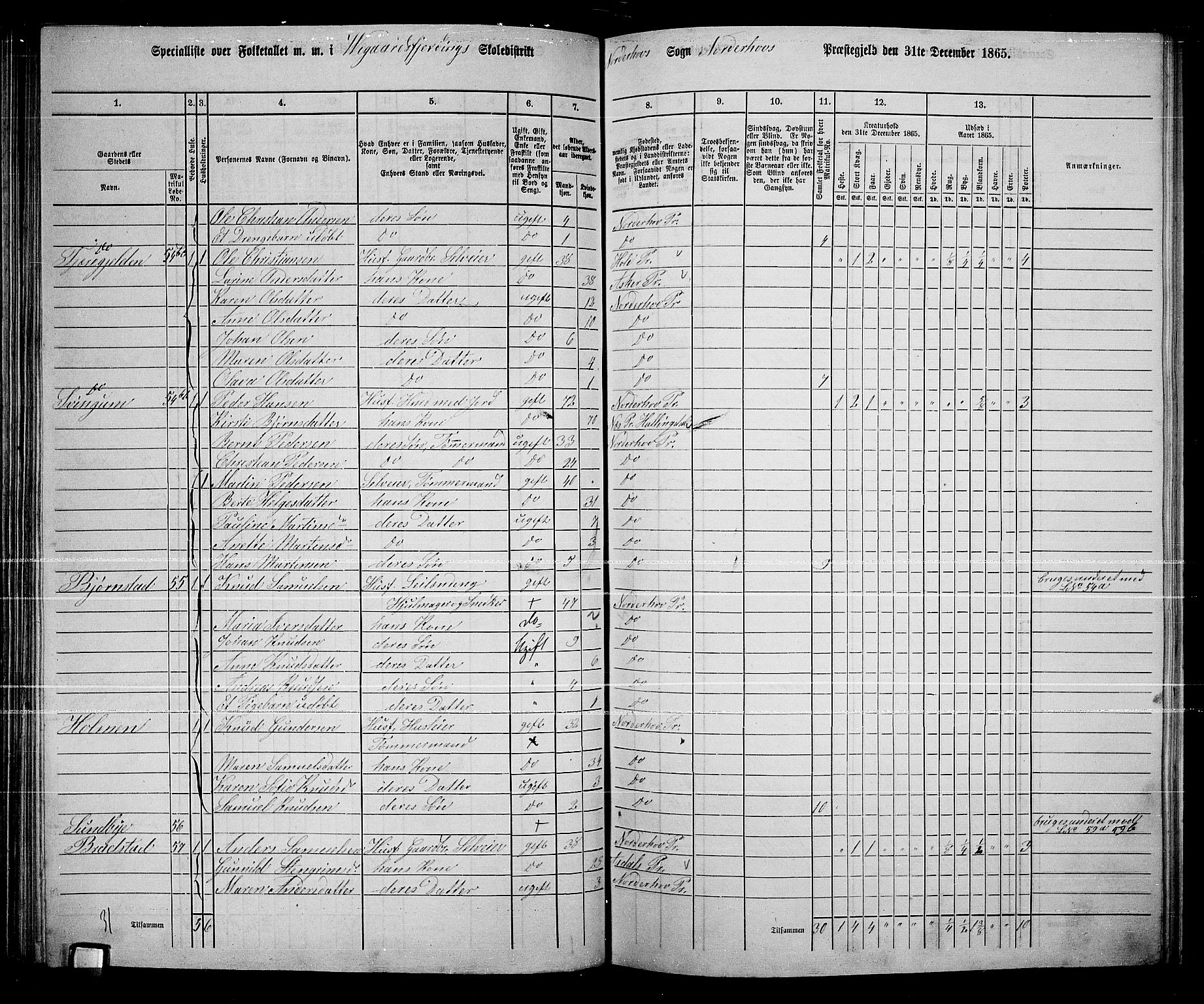 RA, 1865 census for Norderhov/Norderhov, Haug og Lunder, 1865, p. 130