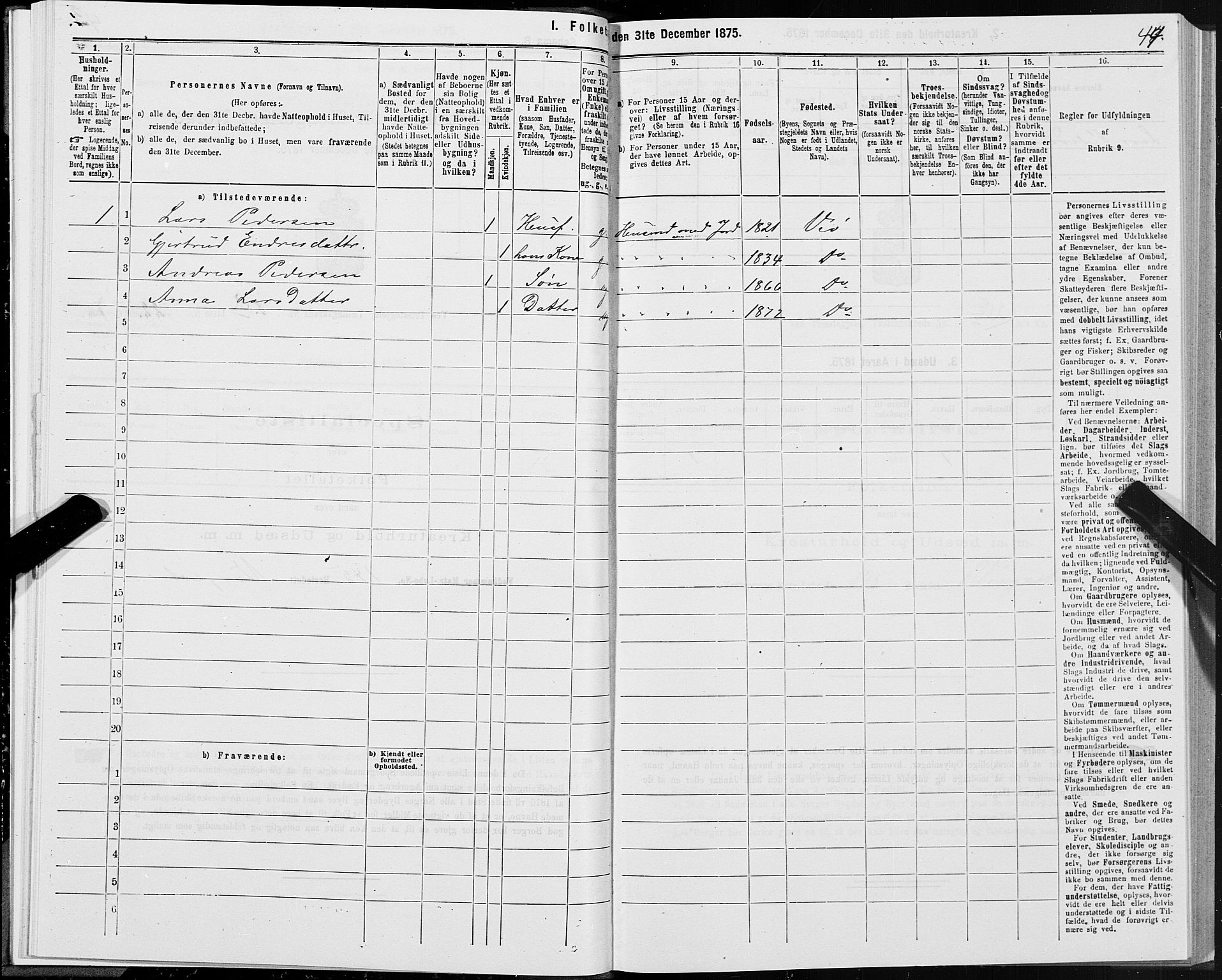 SAT, 1875 census for 1541P Veøy, 1875, p. 1044