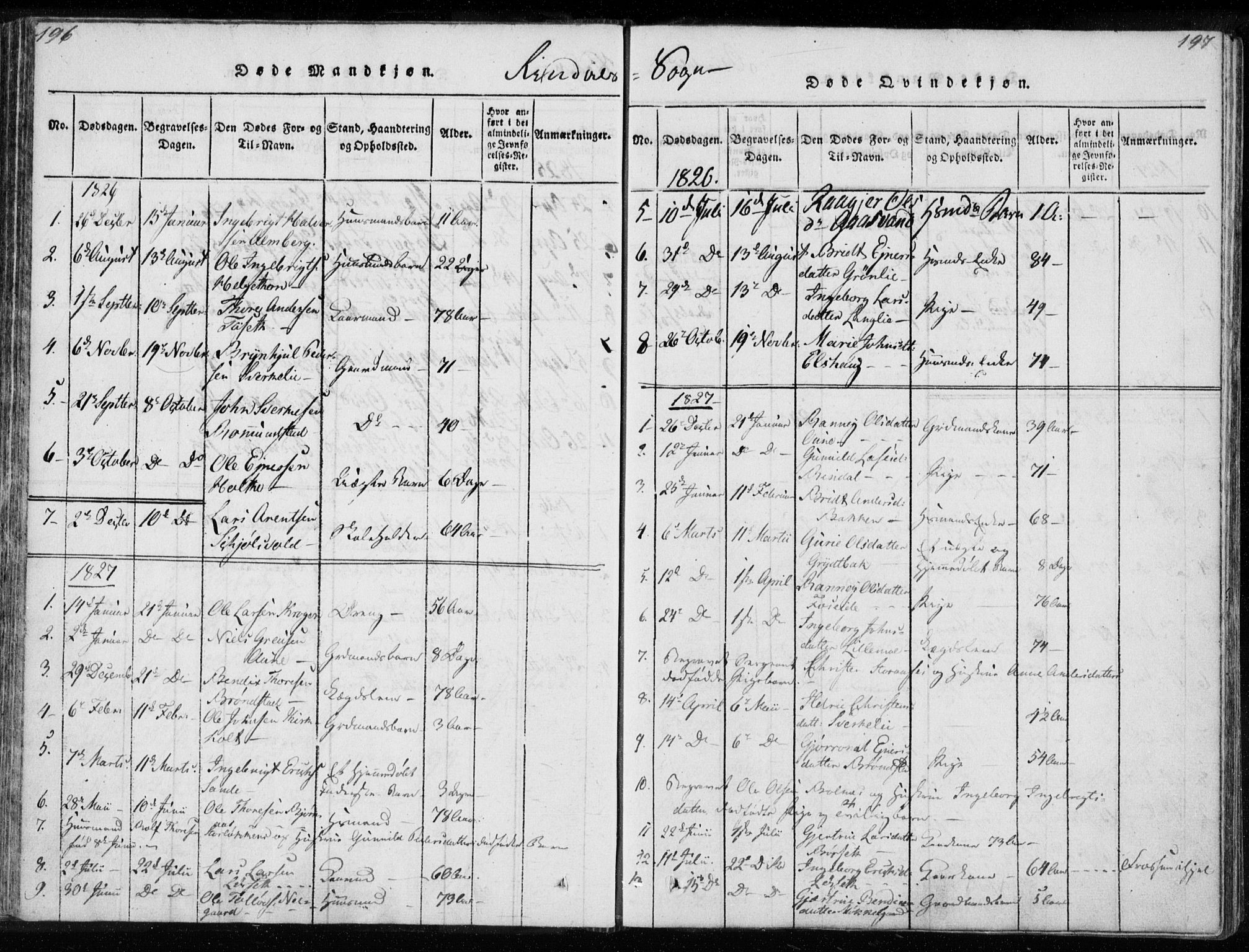 Ministerialprotokoller, klokkerbøker og fødselsregistre - Møre og Romsdal, AV/SAT-A-1454/595/L1041: Parish register (official) no. 595A03, 1819-1829, p. 196-197