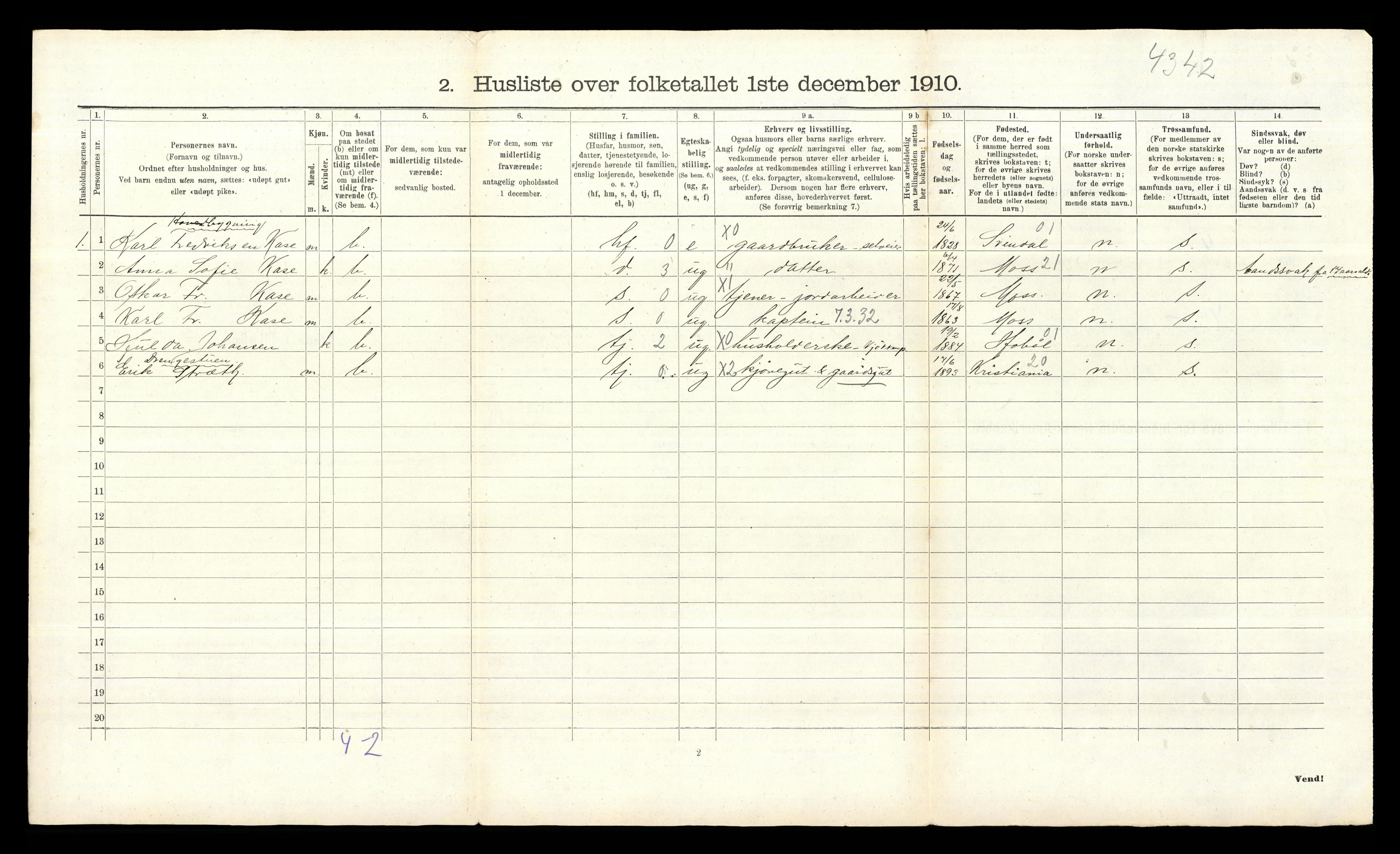 RA, 1910 census for Rygge, 1910, p. 45