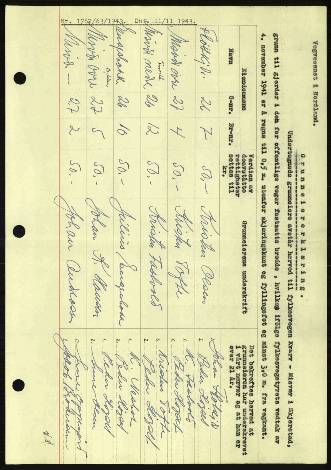 Salten sorenskriveri, AV/SAT-A-4578/1/2/2C: Mortgage book no. A14-15, 1943-1945, Diary no: : 1762/1943