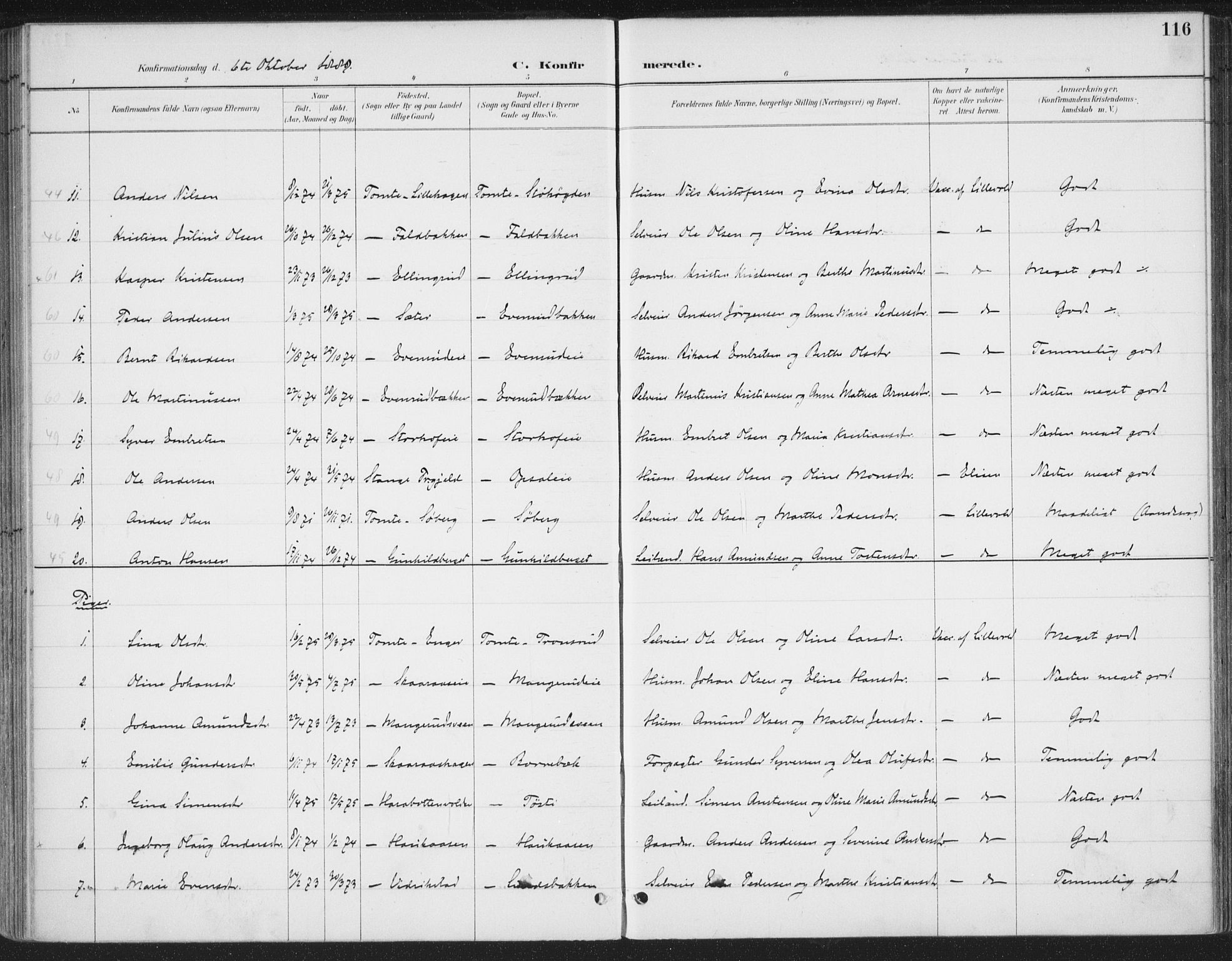 Romedal prestekontor, AV/SAH-PREST-004/K/L0008: Parish register (official) no. 8, 1887-1905, p. 116