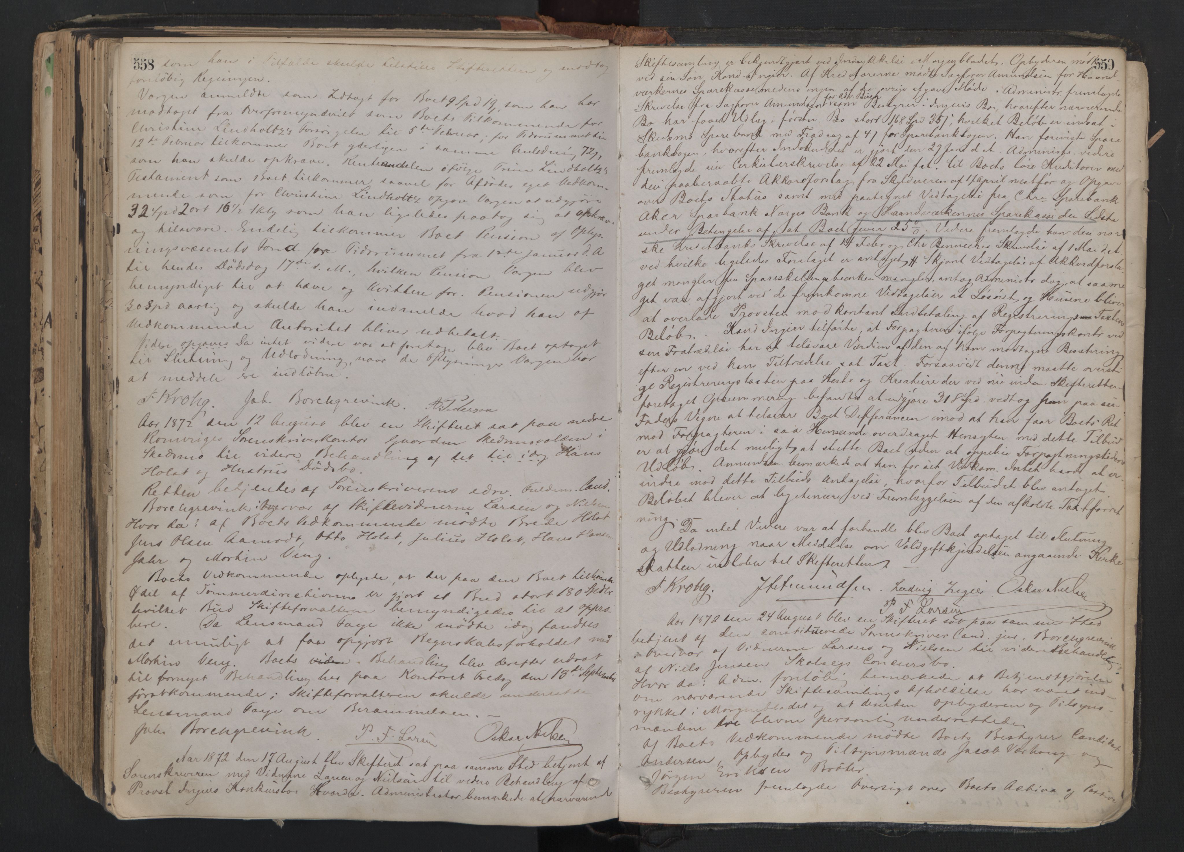 Nedre Romerike sorenskriveri, AV/SAO-A-10469/H/He/Heb/L0006: Skiftebehandlingsprotokoll, 1864-1872, p. 558-559