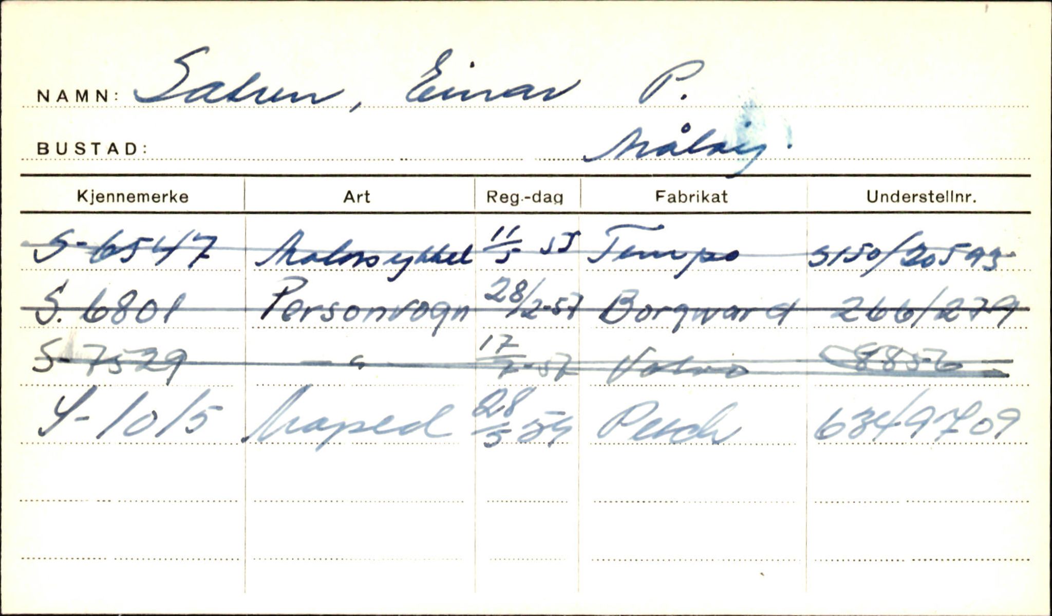 Statens vegvesen, Sogn og Fjordane vegkontor, AV/SAB-A-5301/4/F/L0002: Eigarregister Fjordane til 1.6.1961, 1930-1961, p. 33