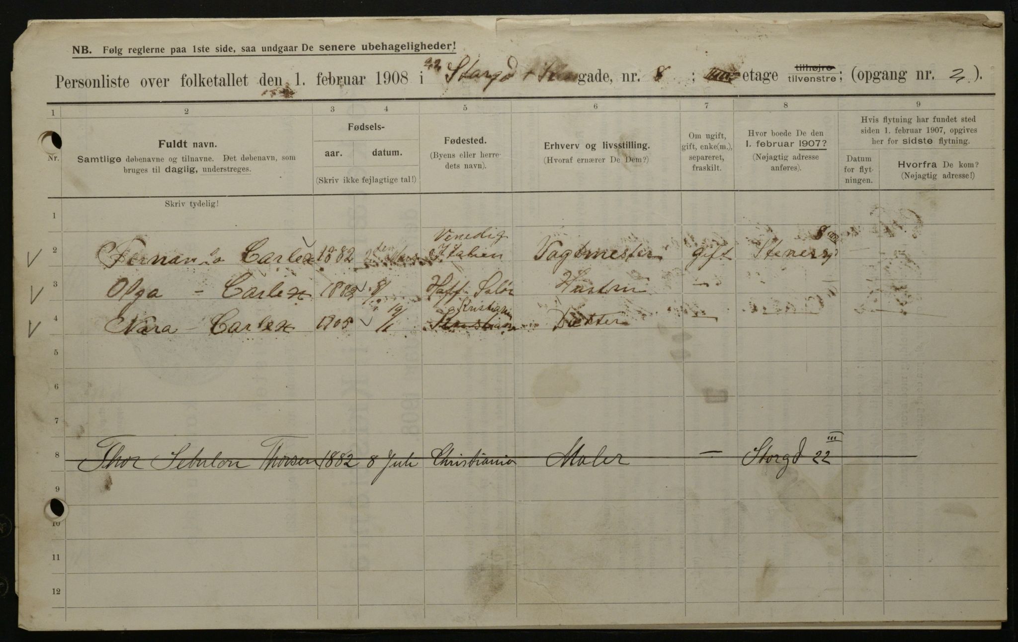 OBA, Municipal Census 1908 for Kristiania, 1908, p. 91173