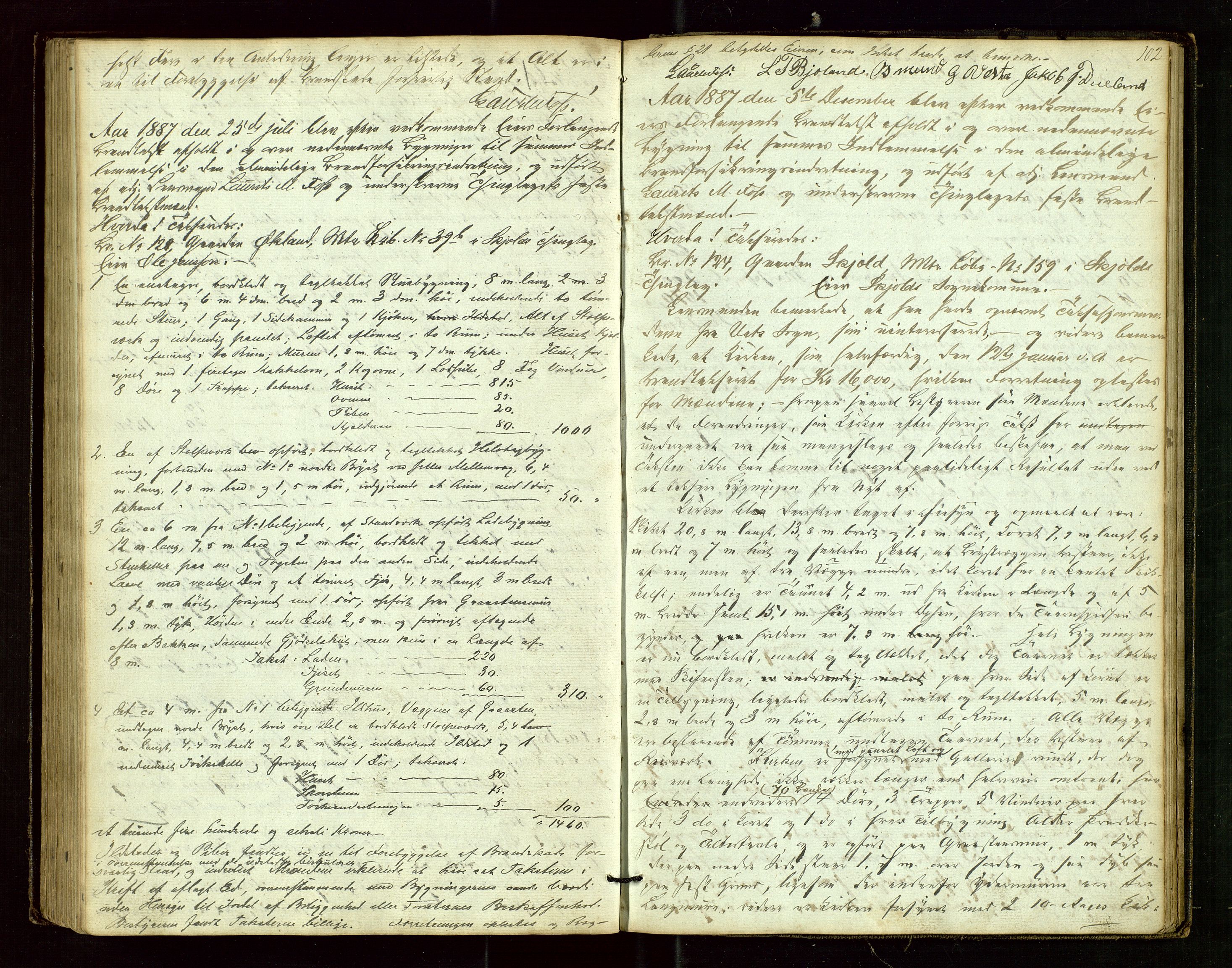 Skjold lensmannskontor, AV/SAST-A-100182/Goa/L0001: "Brandtaxations-Protocol for Skjold Thinglaug i Ryfylke", 1853-1890, p. 101b-102a