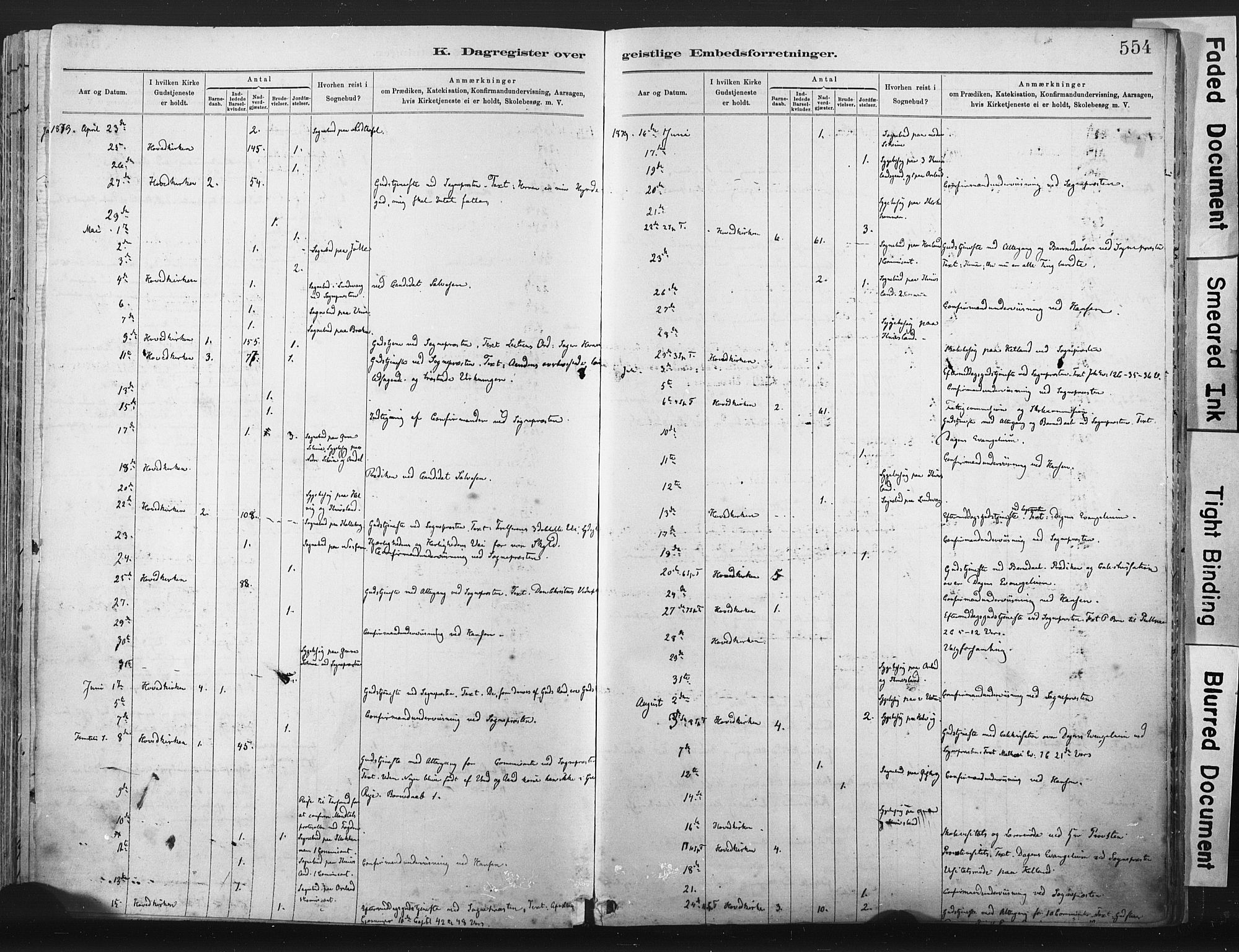 Lista sokneprestkontor, AV/SAK-1111-0027/F/Fa/L0012: Parish register (official) no. A 12, 1879-1903, p. 554