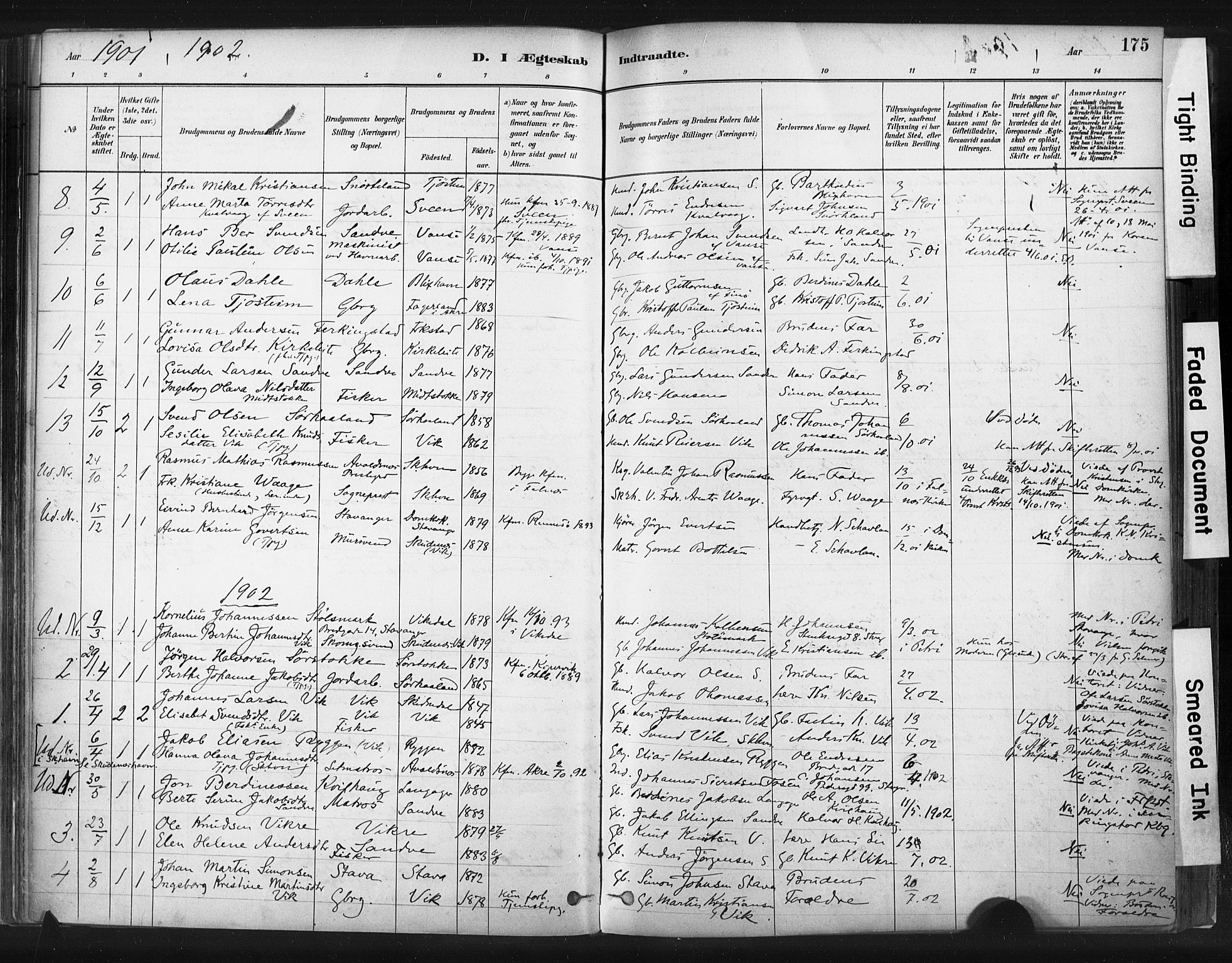 Skudenes sokneprestkontor, SAST/A -101849/H/Ha/Haa/L0009: Parish register (official) no. A 6, 1882-1912, p. 175