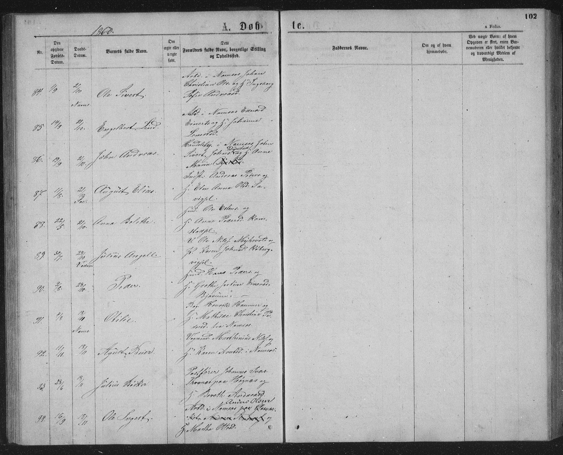 Ministerialprotokoller, klokkerbøker og fødselsregistre - Nord-Trøndelag, AV/SAT-A-1458/768/L0566: Parish register (official) no. 768A01, 1836-1865, p. 102