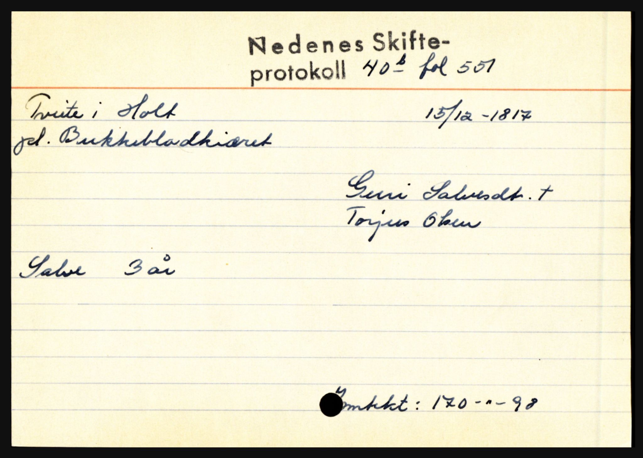 Nedenes sorenskriveri før 1824, AV/SAK-1221-0007/H, p. 31627