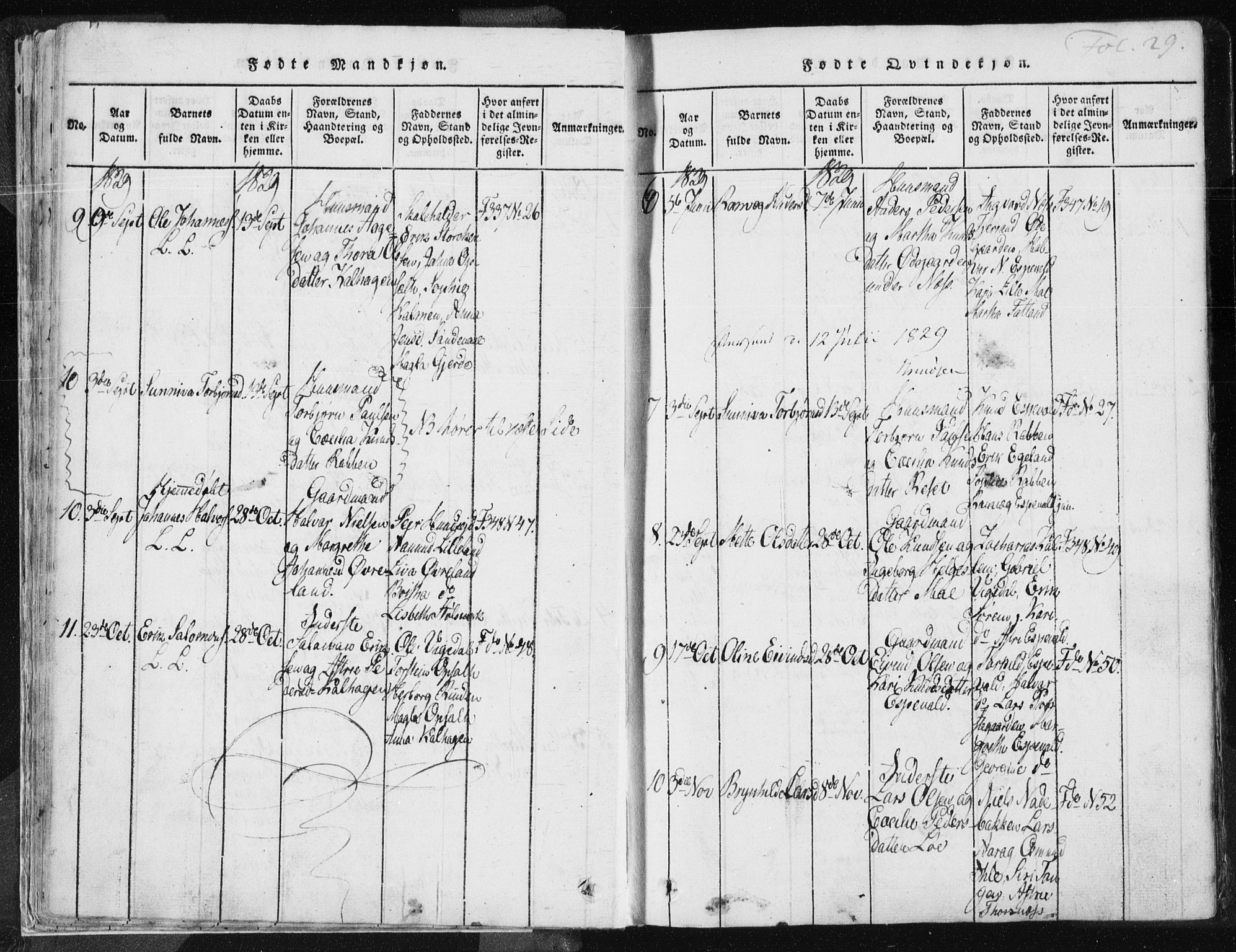 Vikedal sokneprestkontor, SAST/A-101840/01/IV: Parish register (official) no. A 3, 1817-1850, p. 29