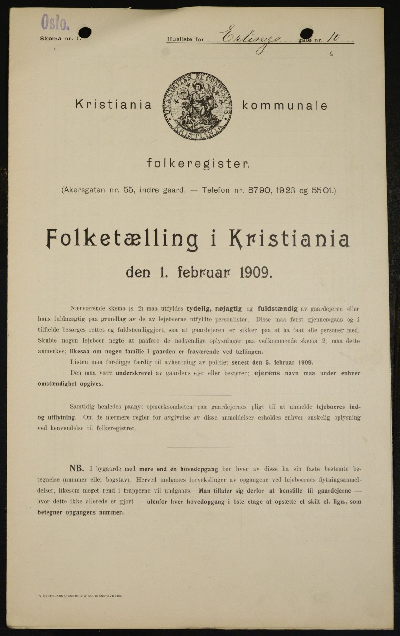 OBA, Municipal Census 1909 for Kristiania, 1909, p. 19856