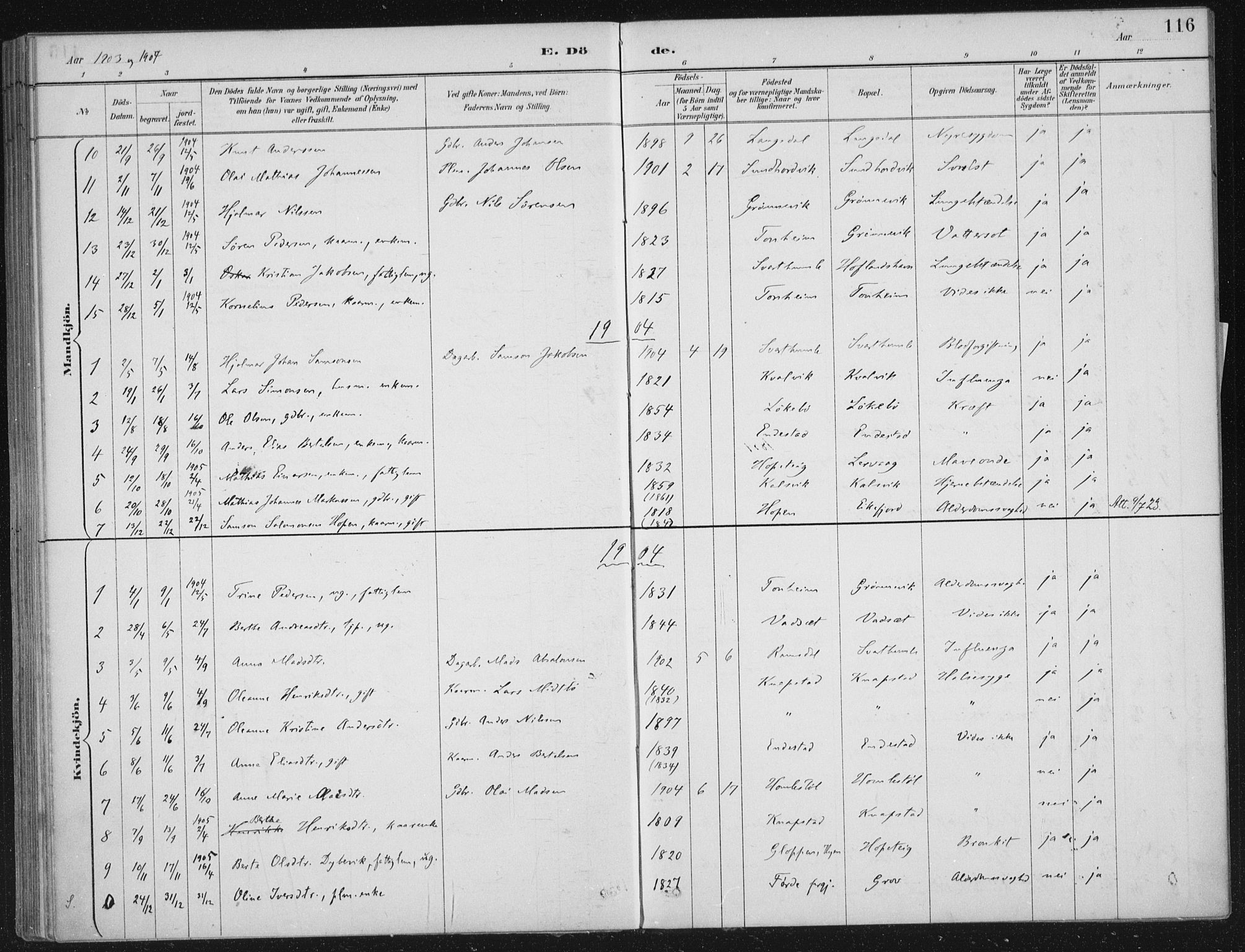 Kinn sokneprestembete, SAB/A-80801/H/Haa/Haae/L0001: Parish register (official) no. E 1, 1890-1916, p. 116