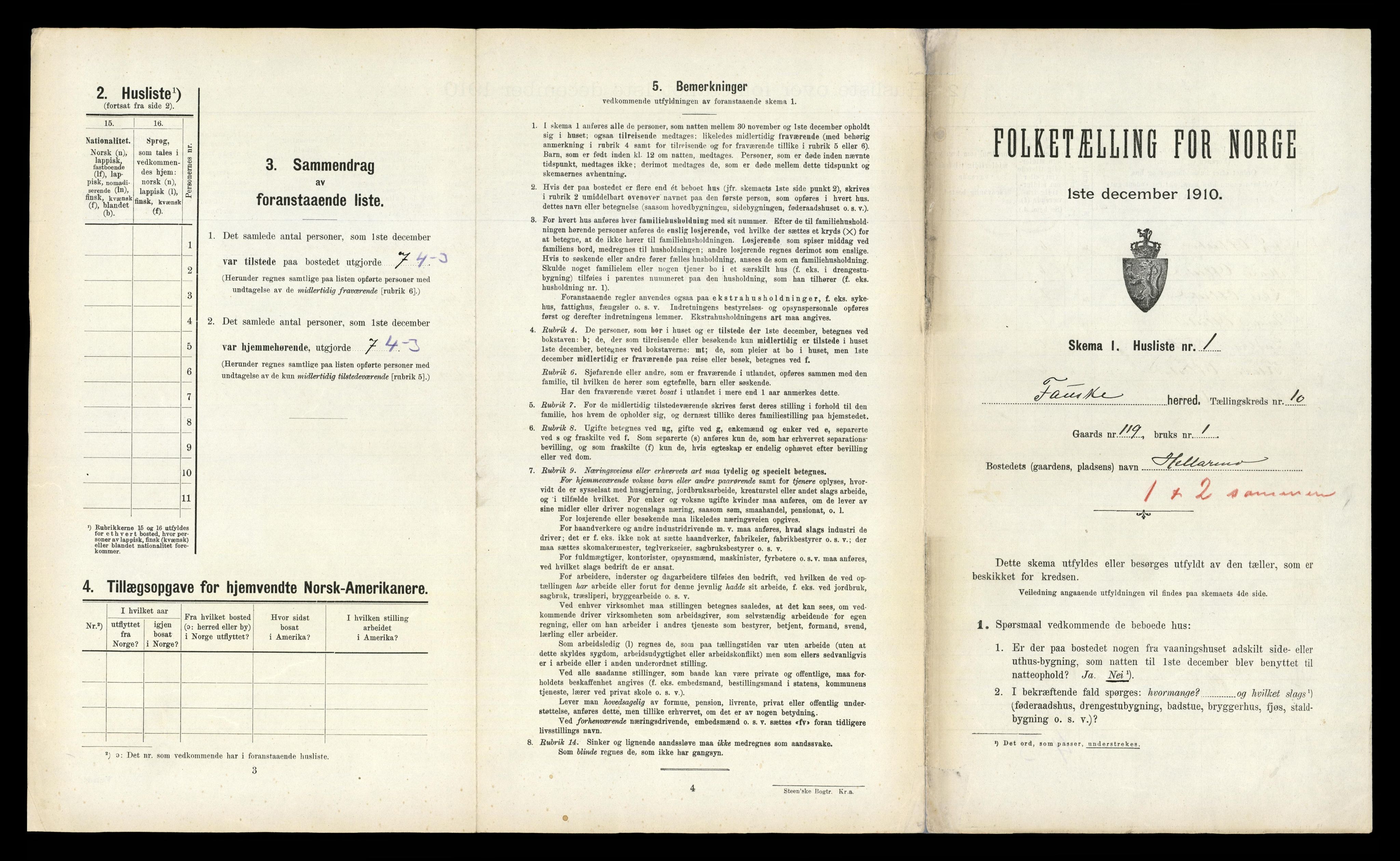 RA, 1910 census for Fauske, 1910, p. 540