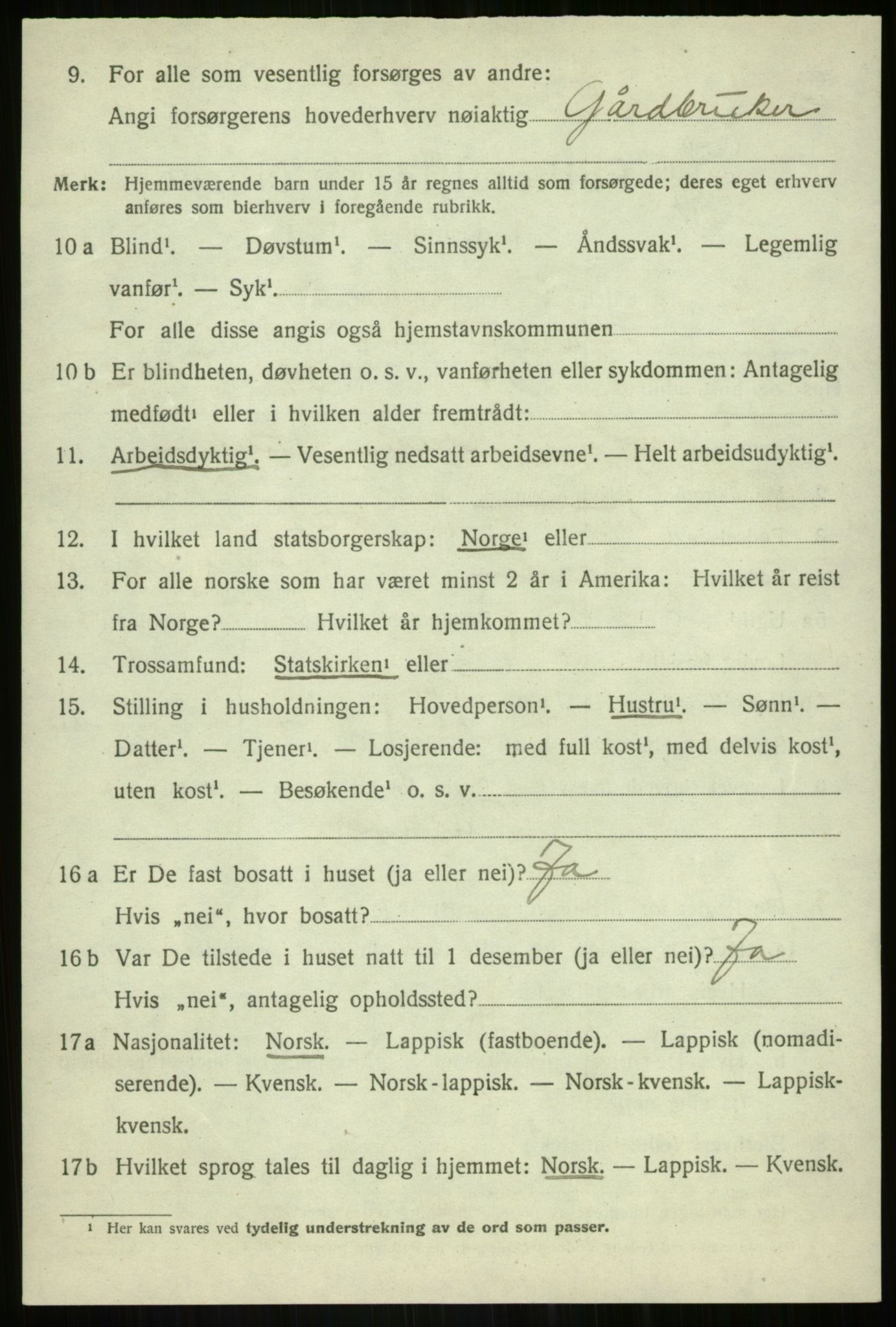 SATØ, 1920 census for Bardu, 1920, p. 2358