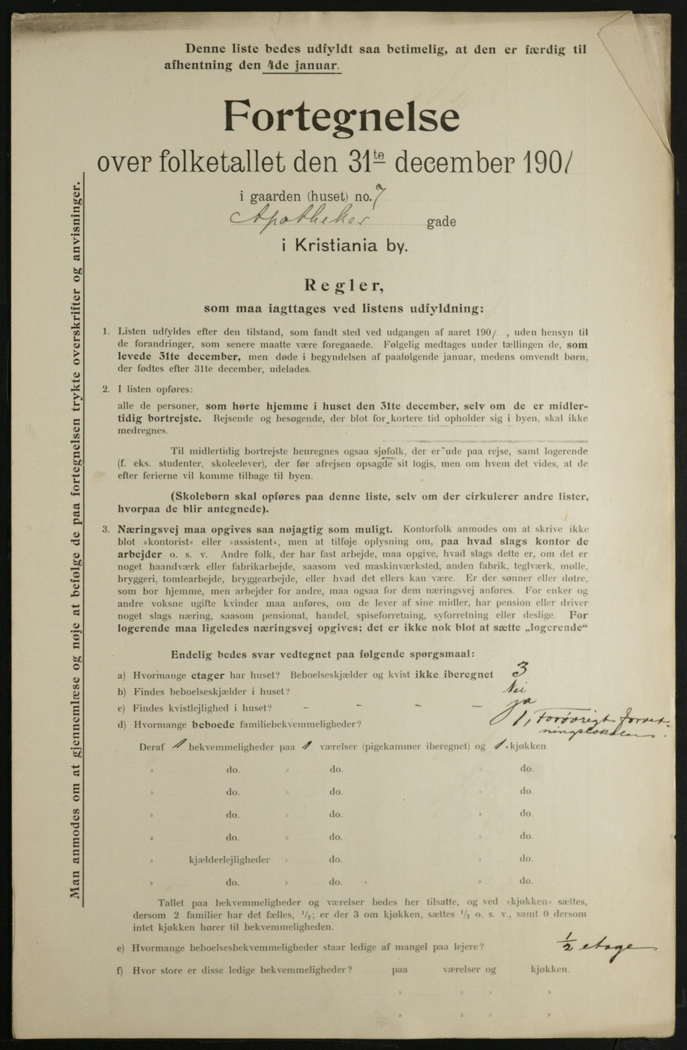 OBA, Municipal Census 1901 for Kristiania, 1901, p. 315