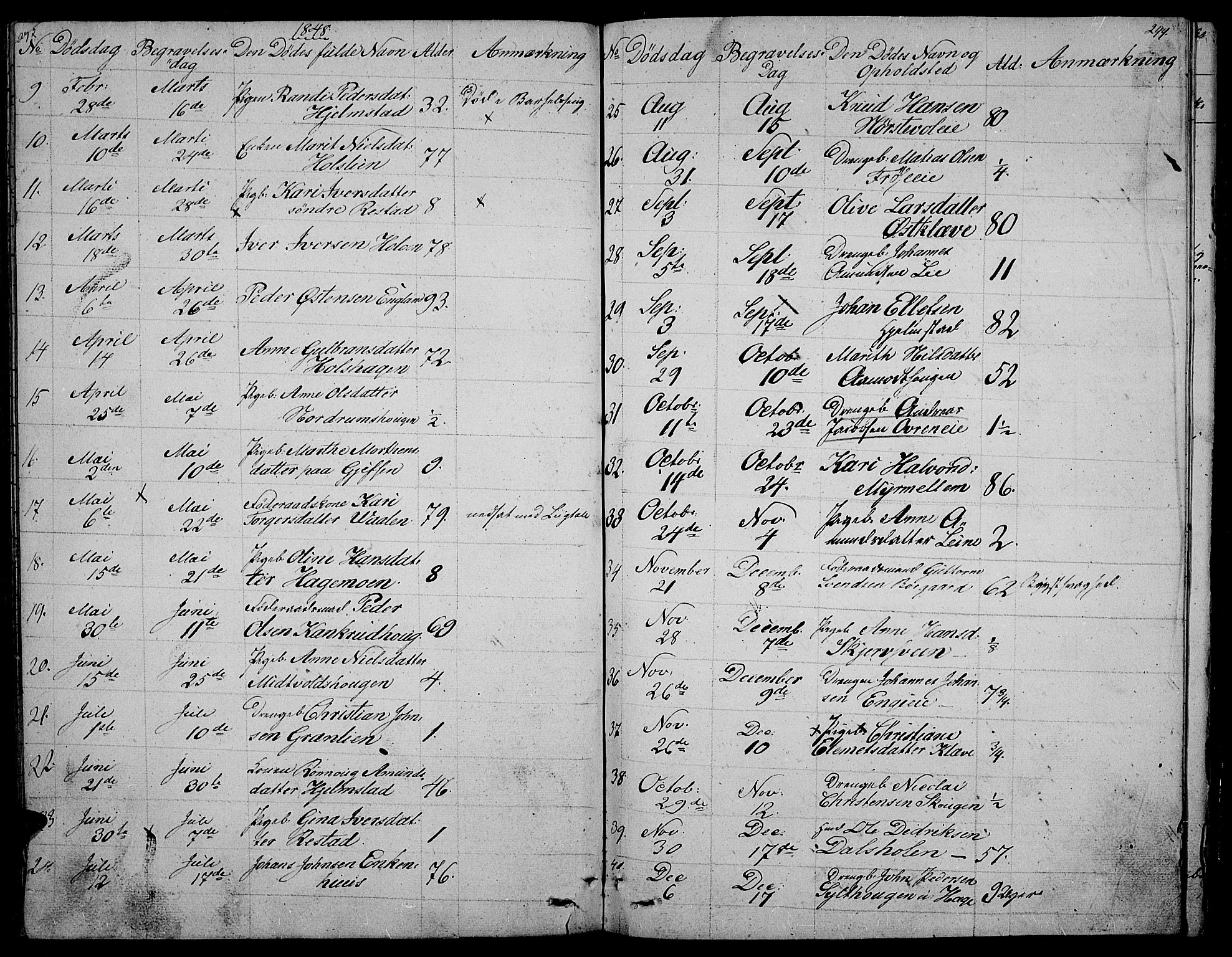 Gausdal prestekontor, AV/SAH-PREST-090/H/Ha/Hab/L0003: Parish register (copy) no. 3, 1829-1864, p. 243-244