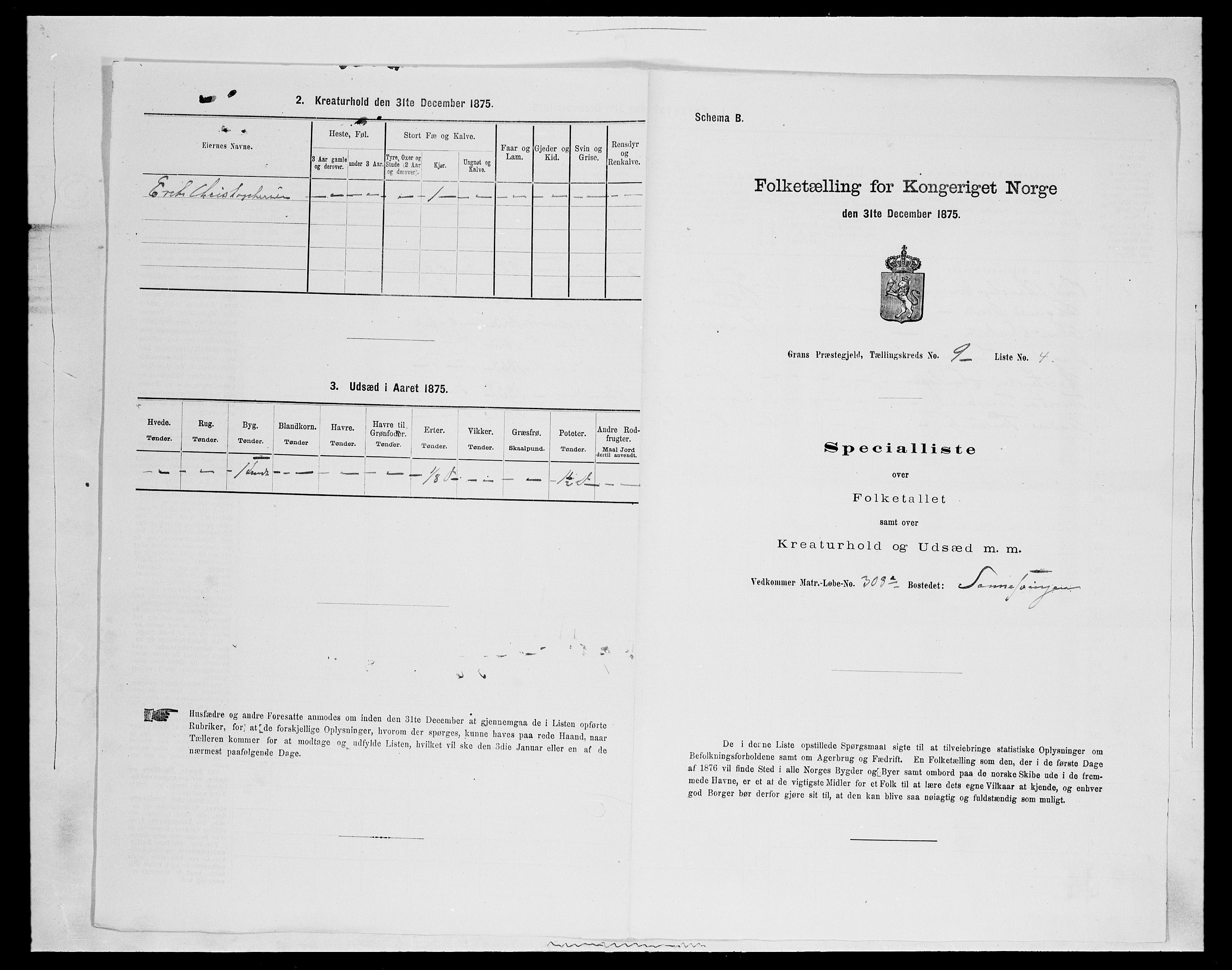 SAH, 1875 census for 0534P Gran, 1875, p. 1705