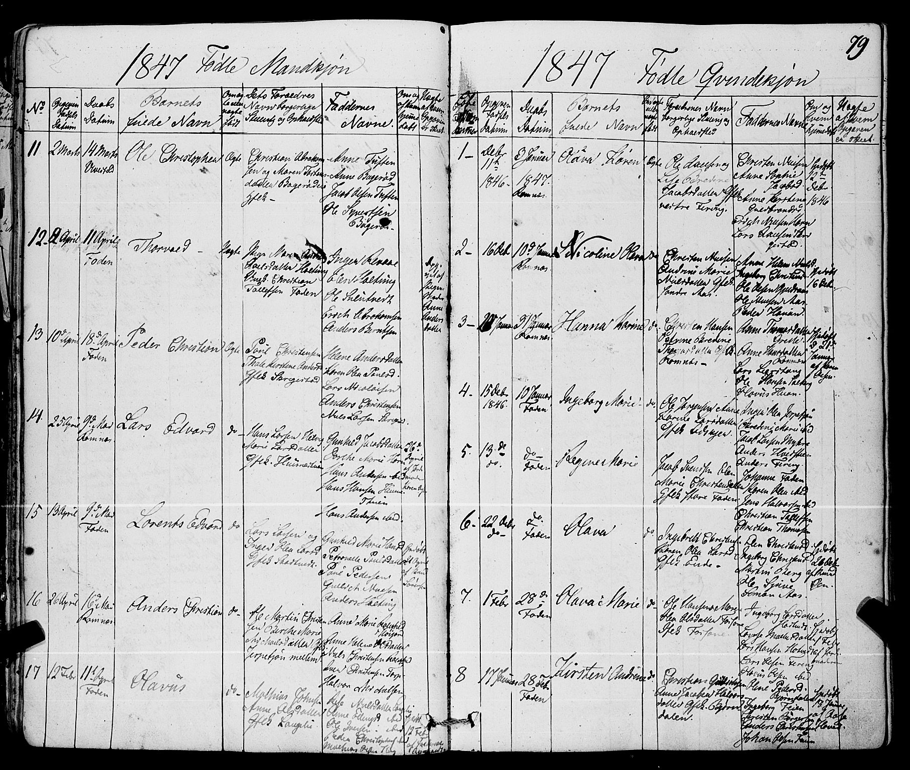 Ramnes kirkebøker, AV/SAKO-A-314/F/Fa/L0005: Parish register (official) no. I 5, 1841-1861, p. 78-79