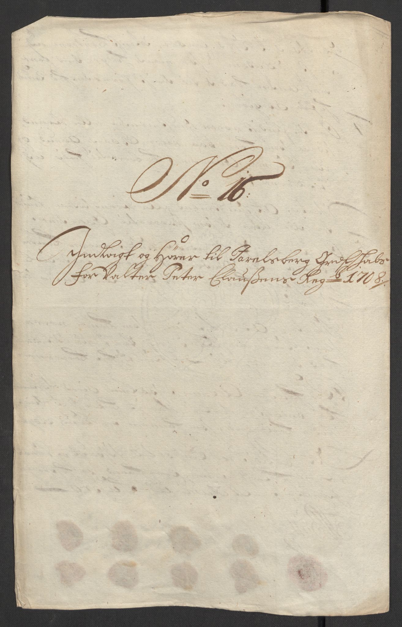 Rentekammeret inntil 1814, Reviderte regnskaper, Fogderegnskap, AV/RA-EA-4092/R32/L1873: Fogderegnskap Jarlsberg grevskap, 1708, p. 162