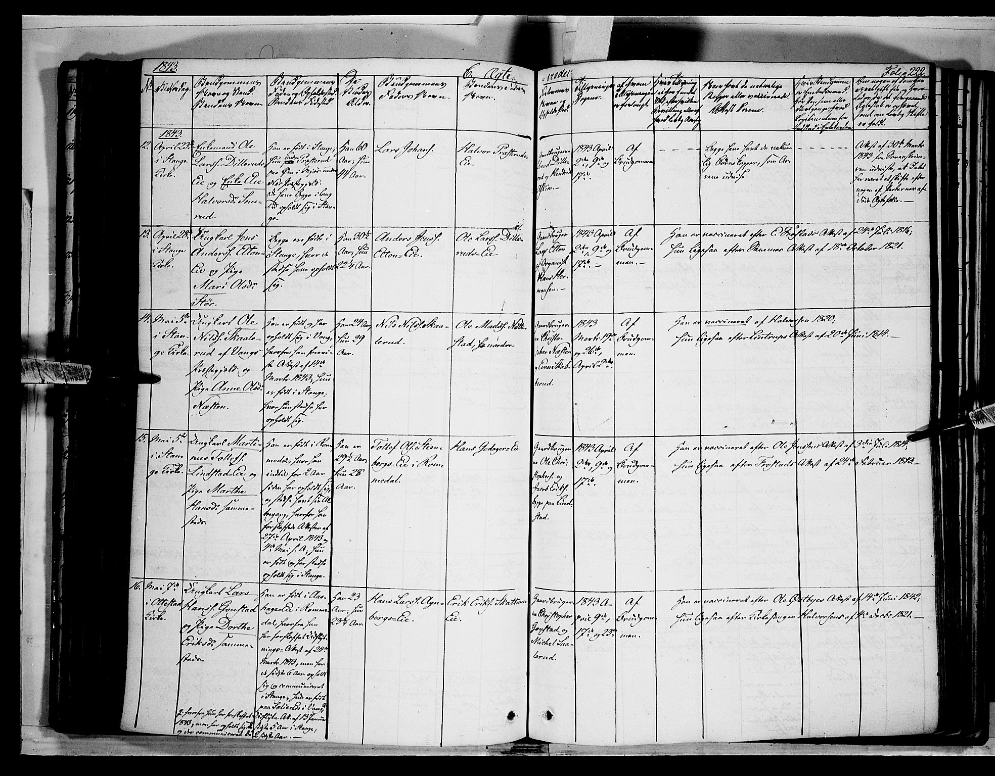 Stange prestekontor, AV/SAH-PREST-002/K/L0010: Parish register (official) no. 10, 1835-1845, p. 222