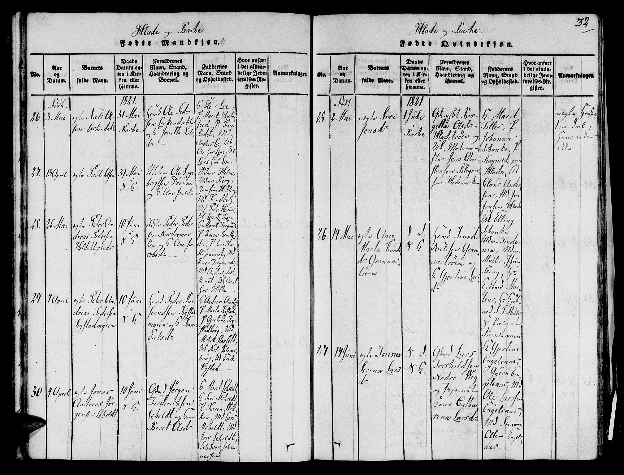 Ministerialprotokoller, klokkerbøker og fødselsregistre - Sør-Trøndelag, SAT/A-1456/606/L0283: Parish register (official) no. 606A03 /1, 1818-1823, p. 32