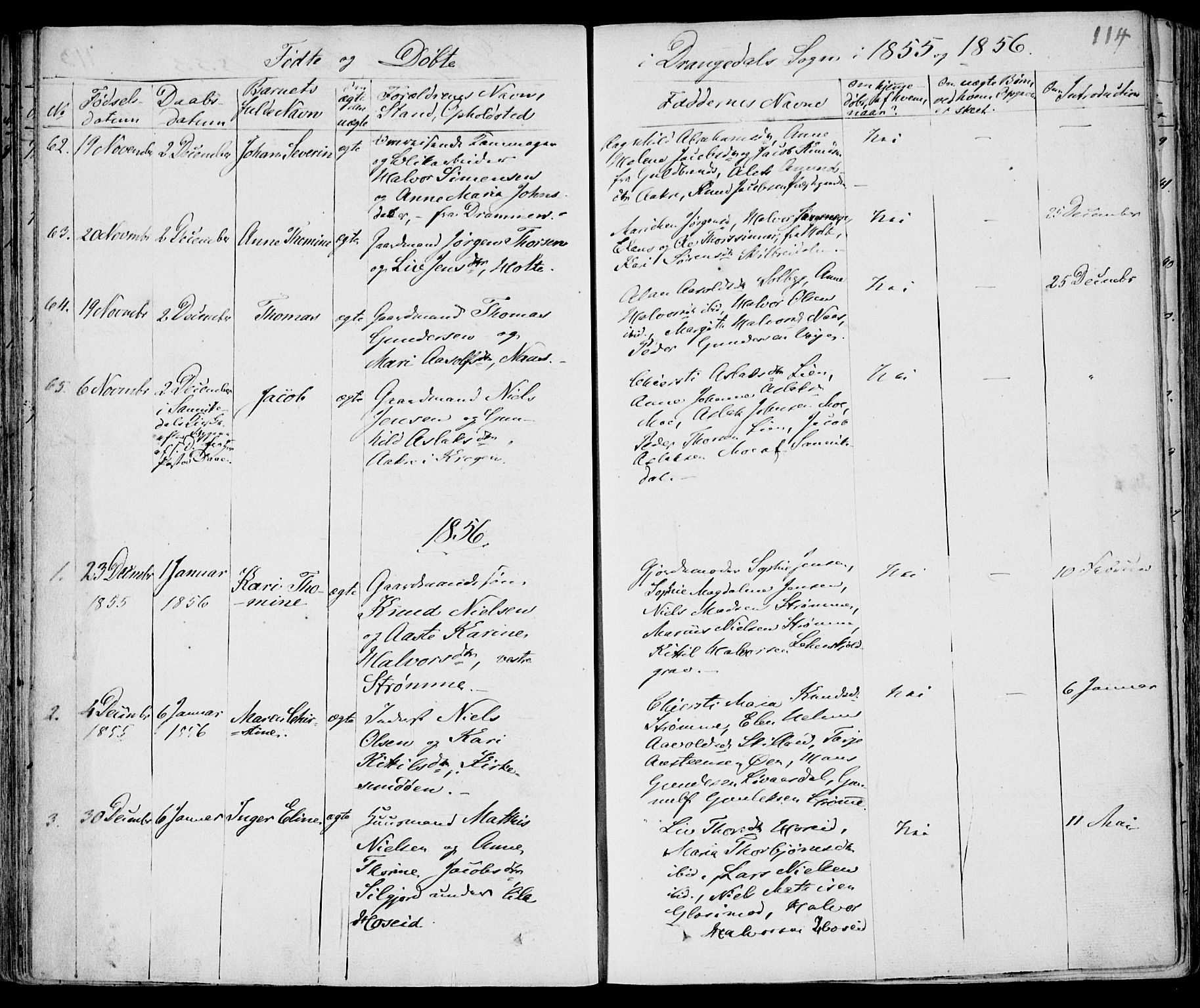 Drangedal kirkebøker, SAKO/A-258/F/Fa/L0007a: Parish register (official) no. 7a, 1837-1856, p. 114