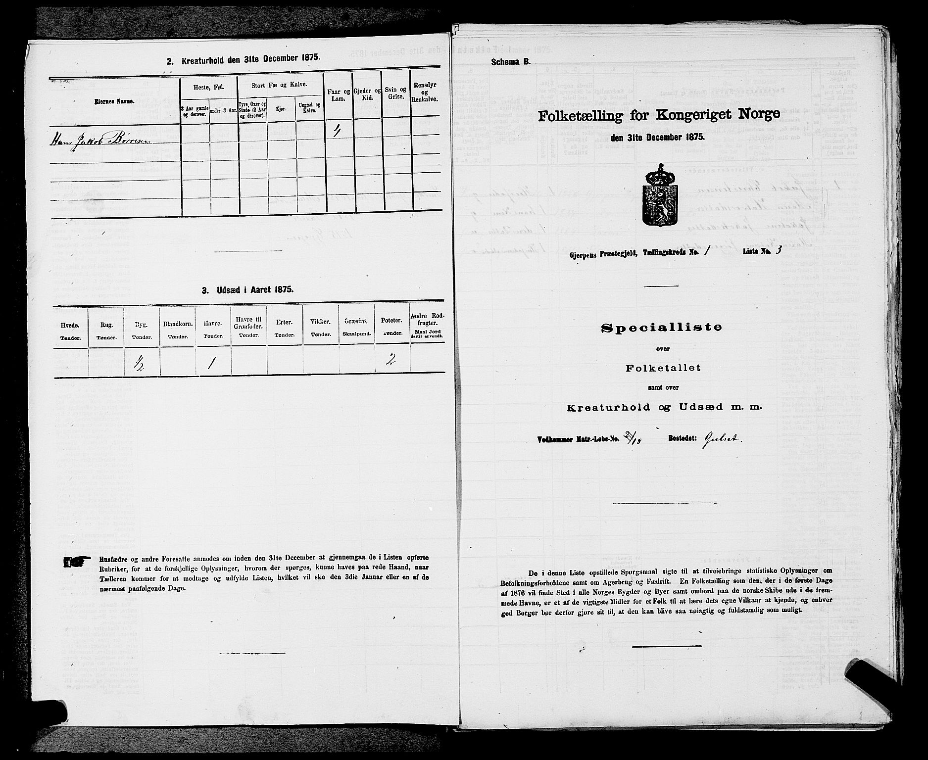SAKO, 1875 census for 0812P Gjerpen, 1875, p. 60