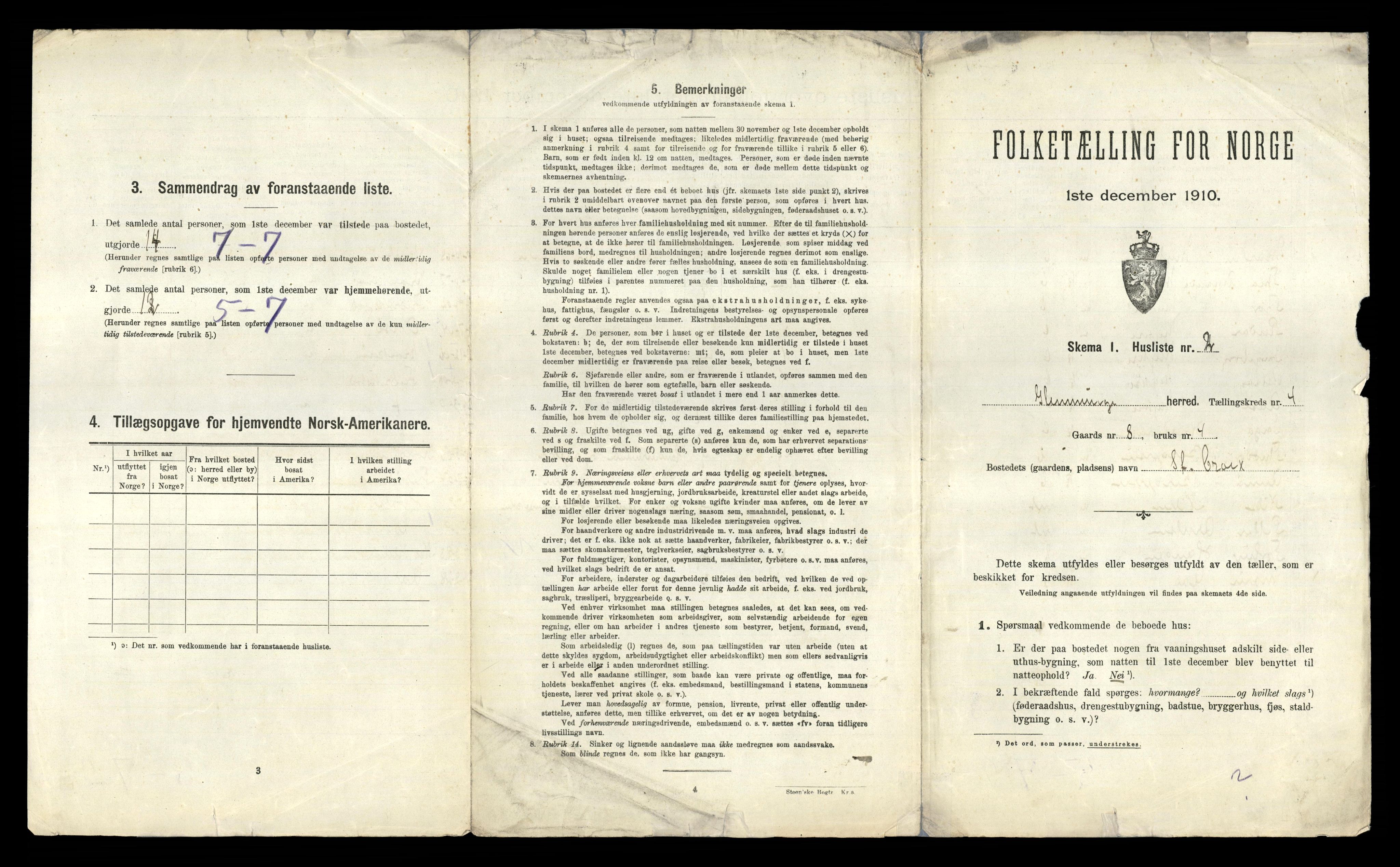 RA, 1910 census for Glemmen, 1910, p. 1598