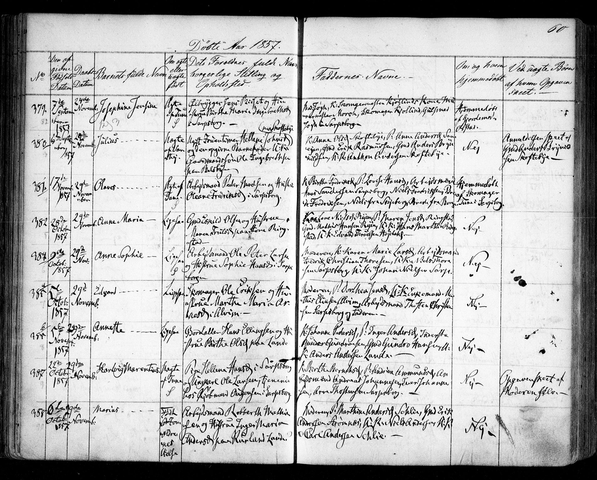 Tune prestekontor Kirkebøker, AV/SAO-A-2007/F/Fa/L0012: Parish register (official) no. 12, 1856-1859, p. 60