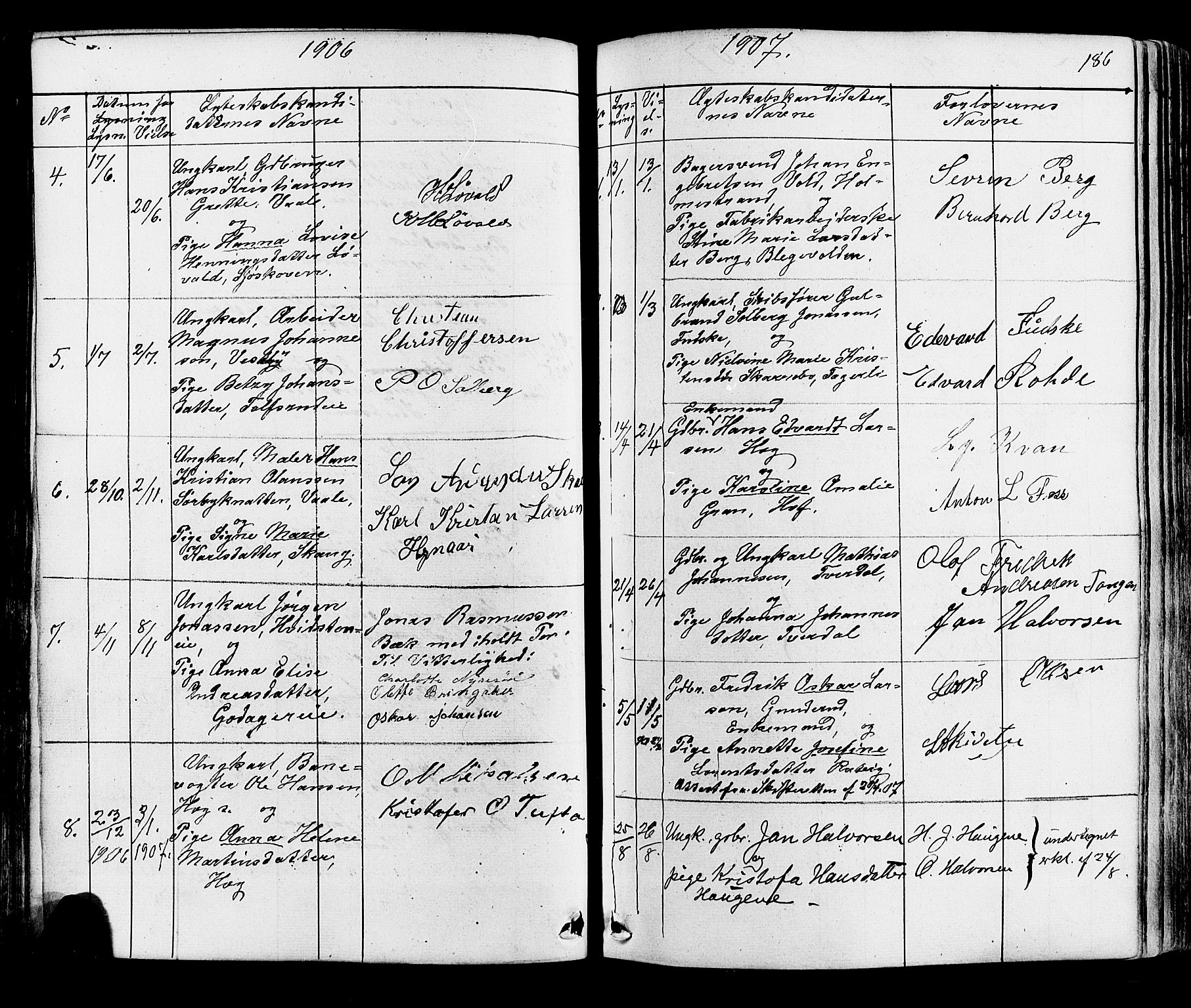 Botne kirkebøker, AV/SAKO-A-340/F/Fa/L0006: Parish register (official) no. I 6, 1836-1877, p. 186