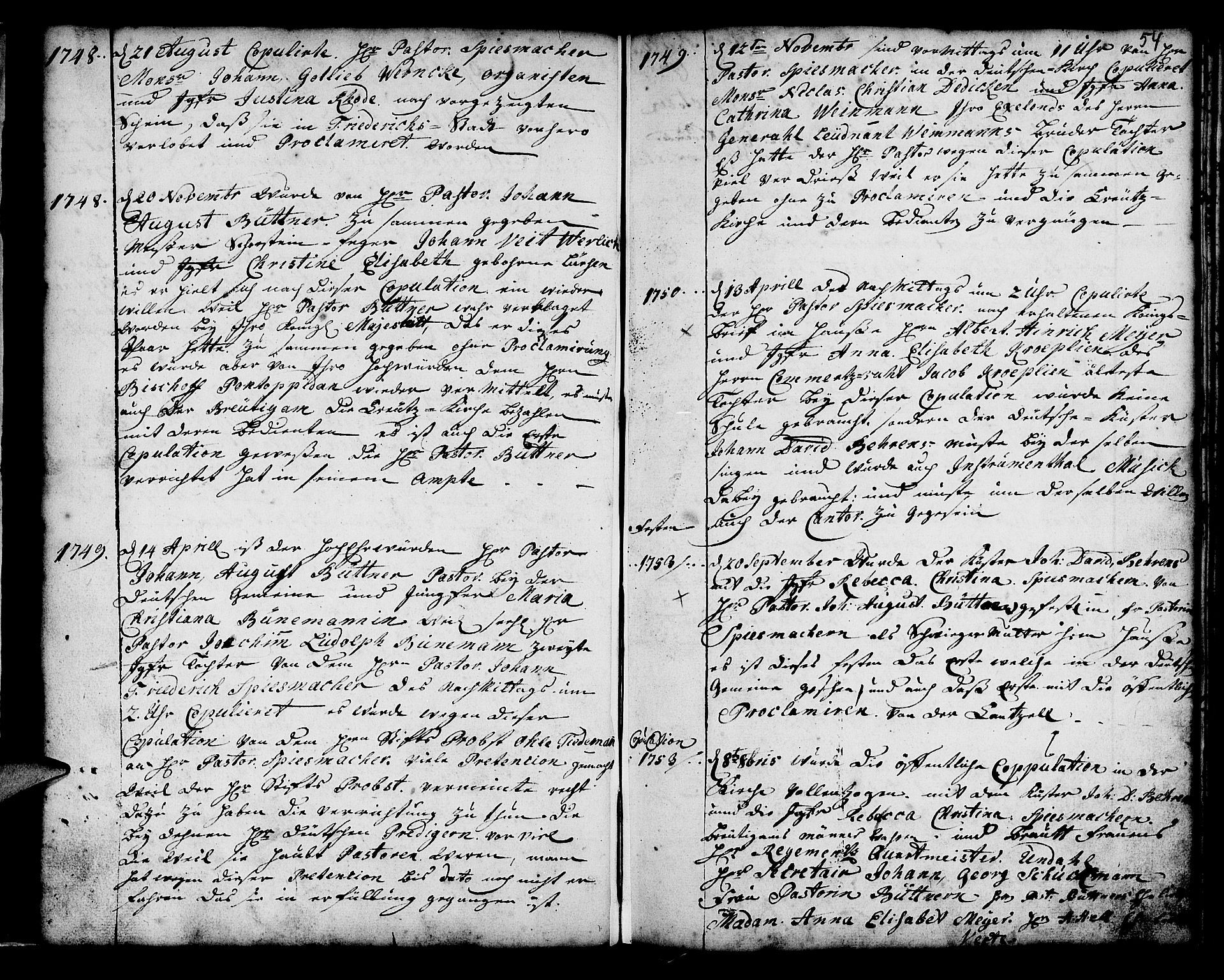 Mariakirken Sokneprestembete, SAB/A-76901/H/Haa/L0001: Parish register (official) no. A 1, 1740-1784, p. 54